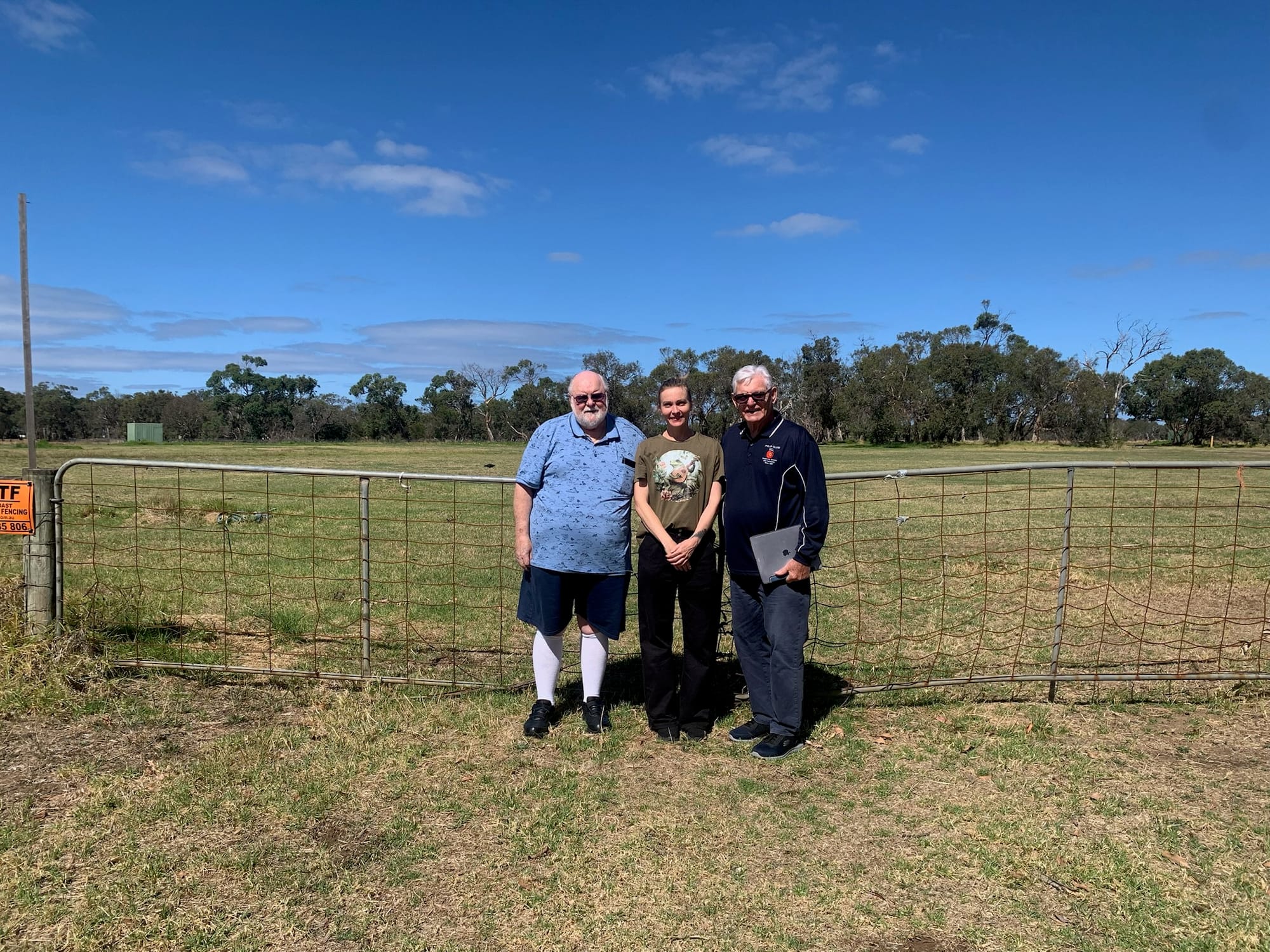 Peter McMahon, Marnie Chadwick and Peter Paul of Island Voice at Hilton Chadwick Reserve, as they continue the fight for the development of the Master Plan.