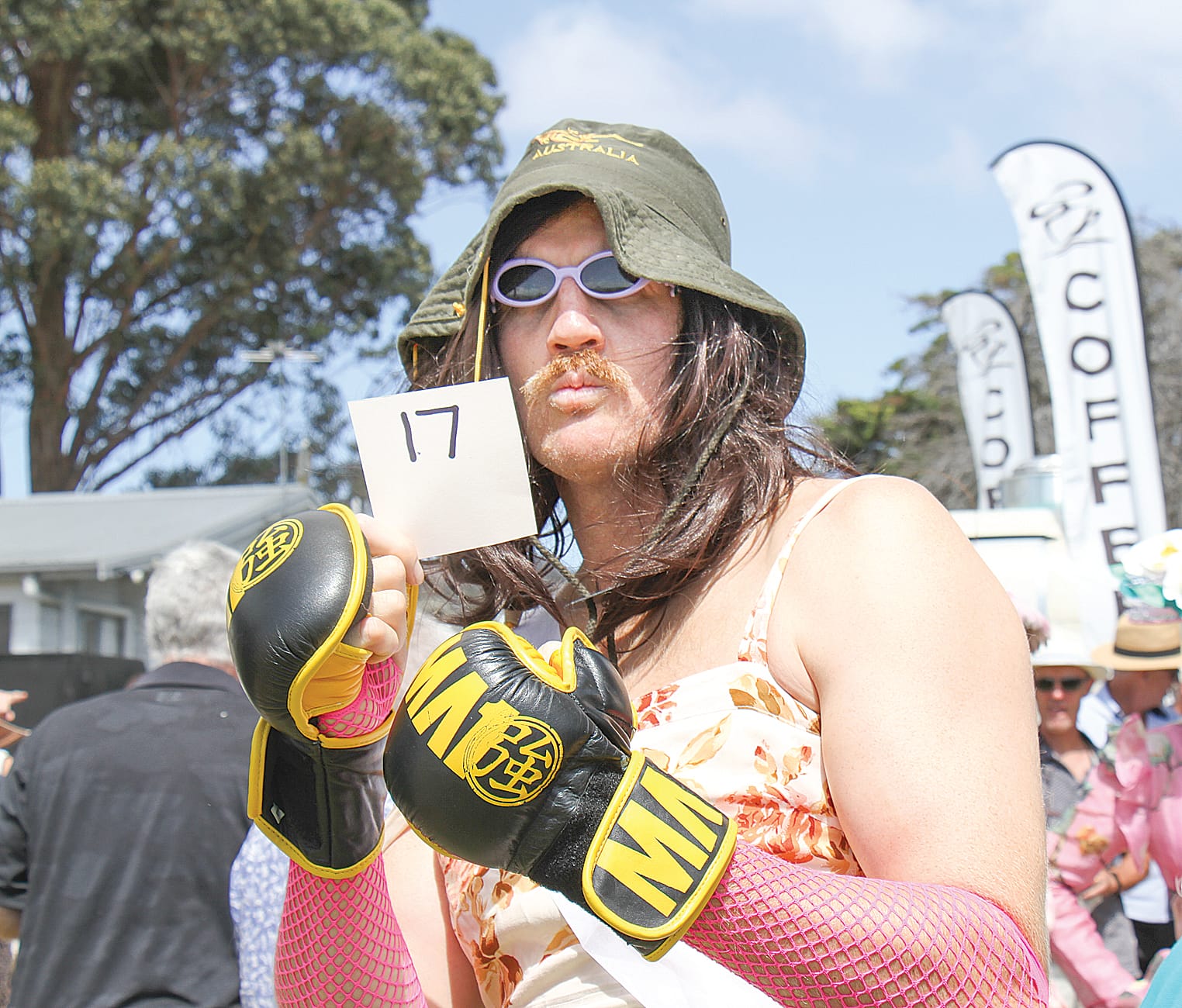 Mikaela a surprise entrant in Fashions on the Field at the Woolamai Picnic Races. B106_0925