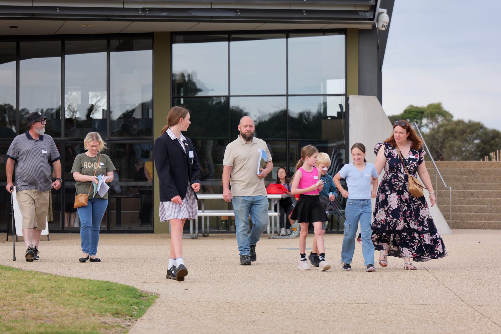 Prospective parents explore Newhaven College with student guides, gaining insight into the school's learning environment and opportunities.
