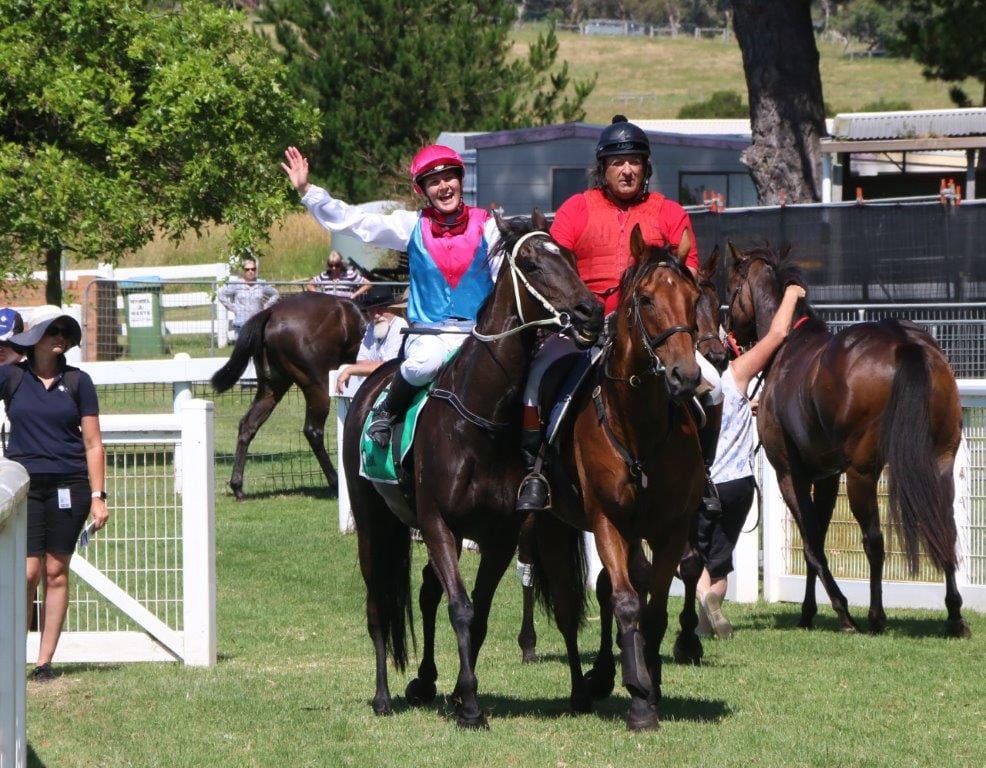 It was an effervescent Caitlin King, escorted home by clerk of the course Andrew Taylor, who saluted the judge when she brought off a breakthrough win for Eevavessance in the Sixth.