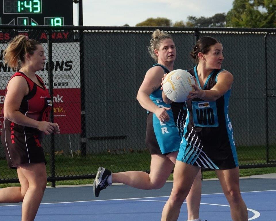 Wonthaggi A Grade Wing Defence Olivia Gilmour had an unfortunate accident after colliding with another player and sustaining a worrying head knock in the match at Maffra on Saturday.