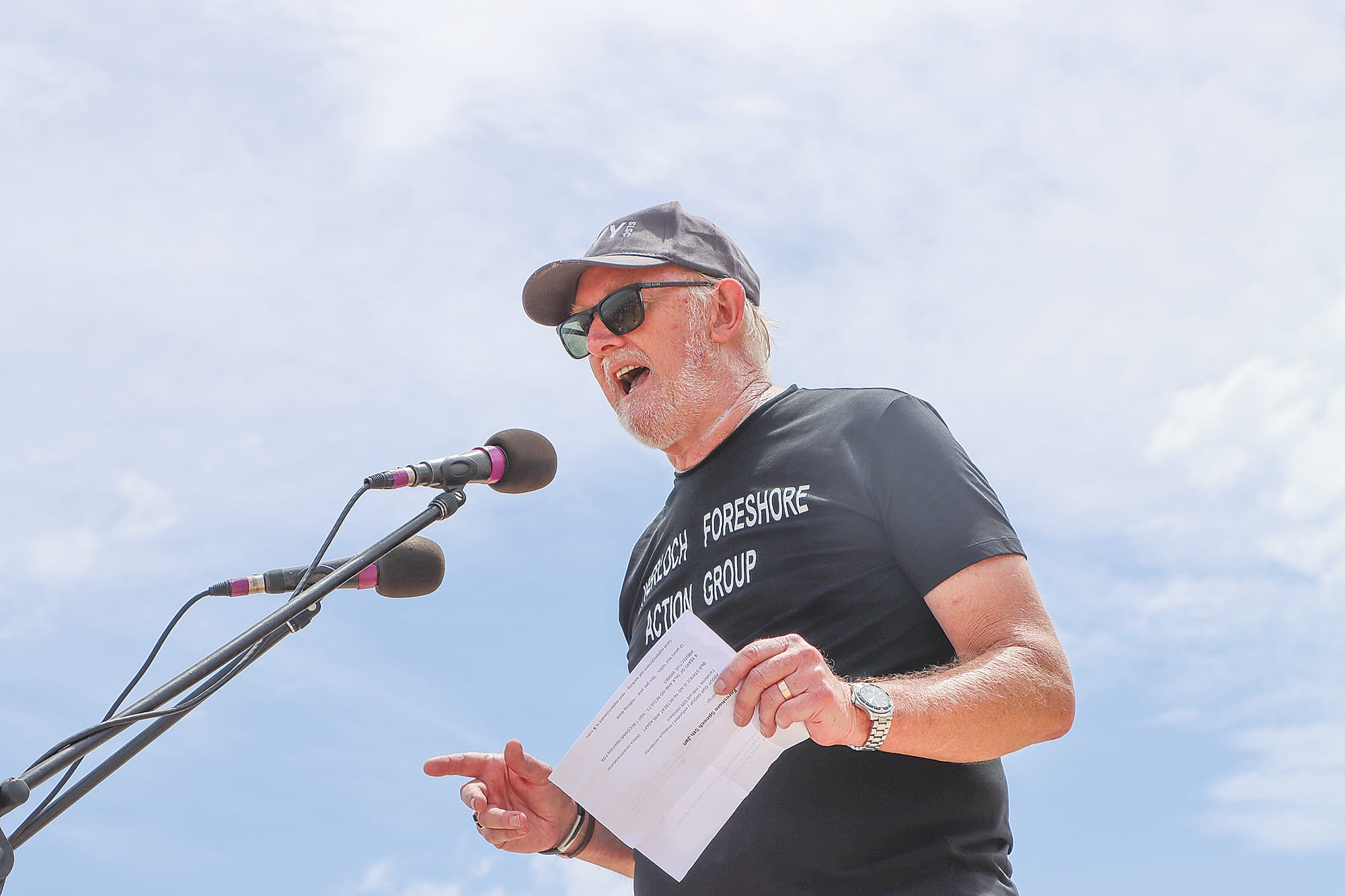 Chairman of the Inverloch Foreshore Action Group Paul Cross makes his point. A08_0125