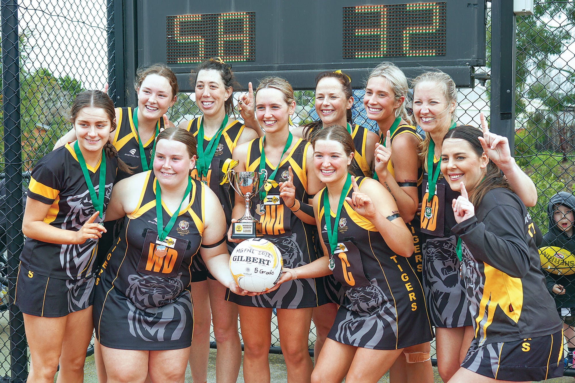 Mirboo North’s B Grade netball team gave it their all to take out the premiership cup against Toora. The winning team were Rachael Vansittart, Aleisha Loh, Miki Hilliar, Flynn Burgess-Pincini, Jakobi Eden, Emma Evans, Alexia Andrews, Ella Snell, Ash Hilliar and Tarni Bartlett. Ns113722