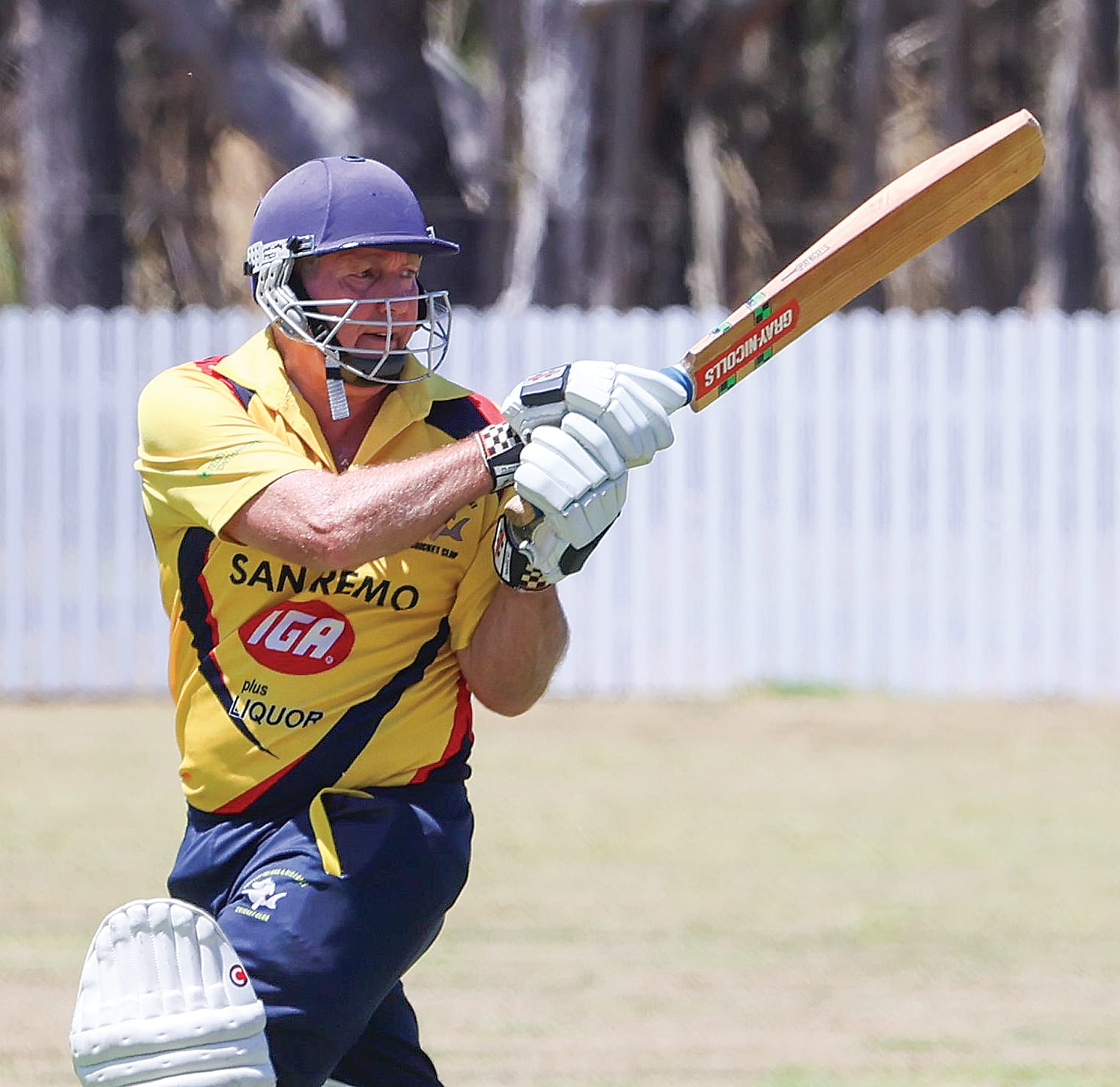 Phillip Island’s Peter Francis gets his team off to a great start in their C Grade Division 2 match against OMK at Rhyll.
