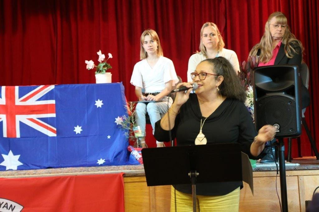 Meeniyan Progress Association stalwart Tanya Wilson set the scene with a medley of Australian tunes.