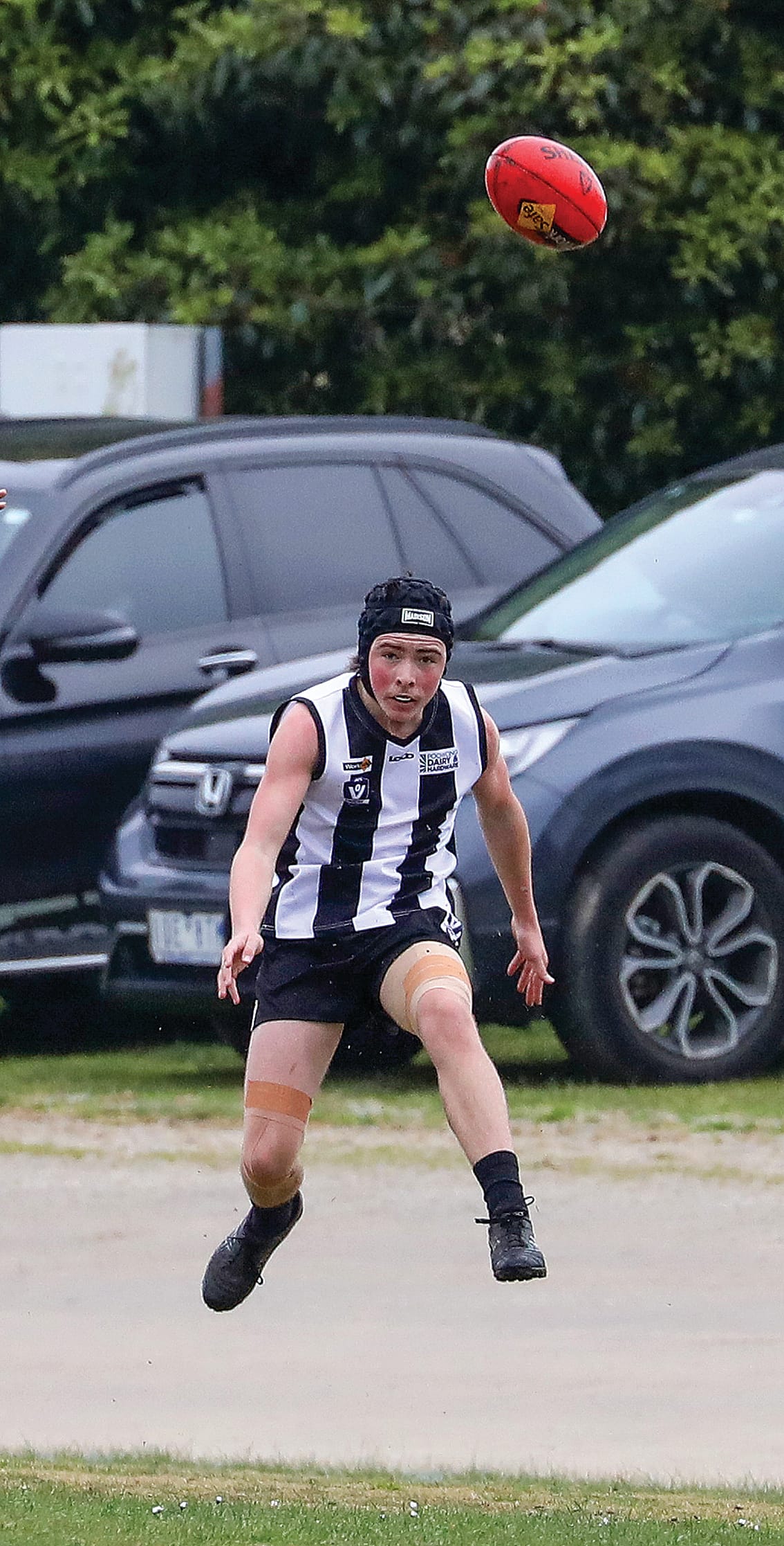 Jet Blackwood featured in the best players for Poowong as it recorded a five-goal victory over Neerim South in the Under 18s. Photo: Jeff Tull.