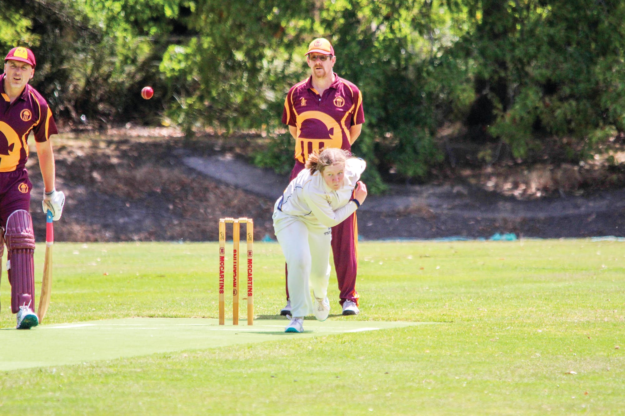 Gabrielle Perry sends one down for Koony. B06_0823