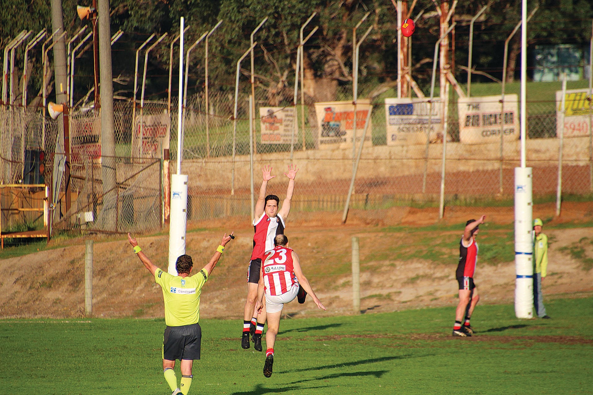 Fletcher Kennedy defends this shot at goals.
