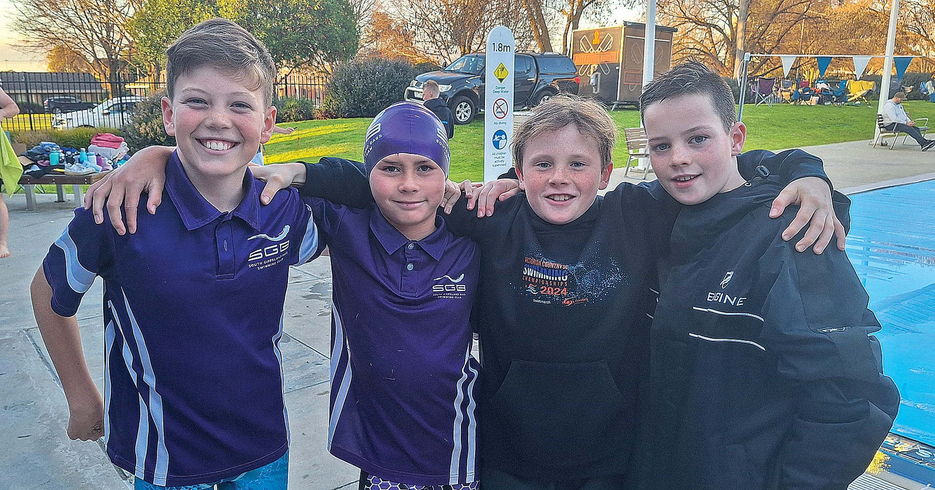 11 and Under boys get ready to backstroke.
