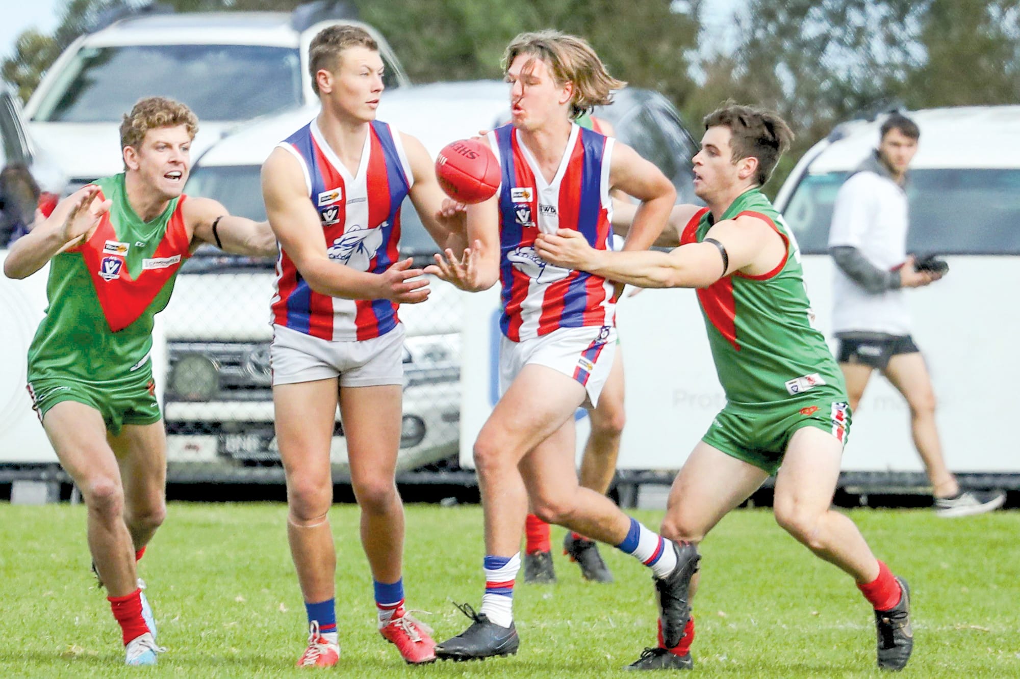 Billy Taylor and Coby Olarenshaw look make a break out of the pack. . Photos: Carol Ratcliff
