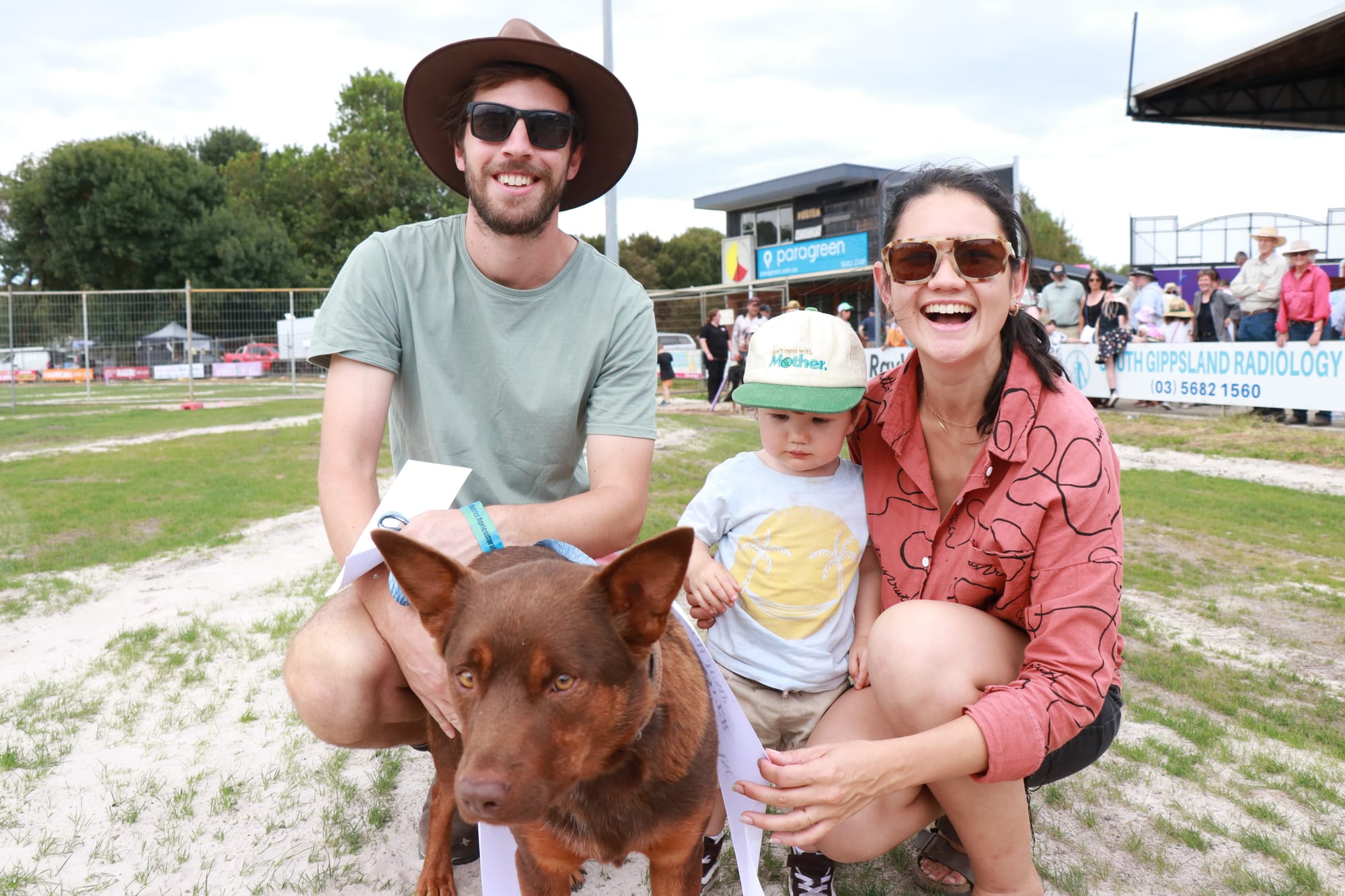 Luke, Jasmin and Augie with Kelpie x Heeler, Reggie winning third place in the dog high jump at the Foster Show. Z31_0923&nbsp;