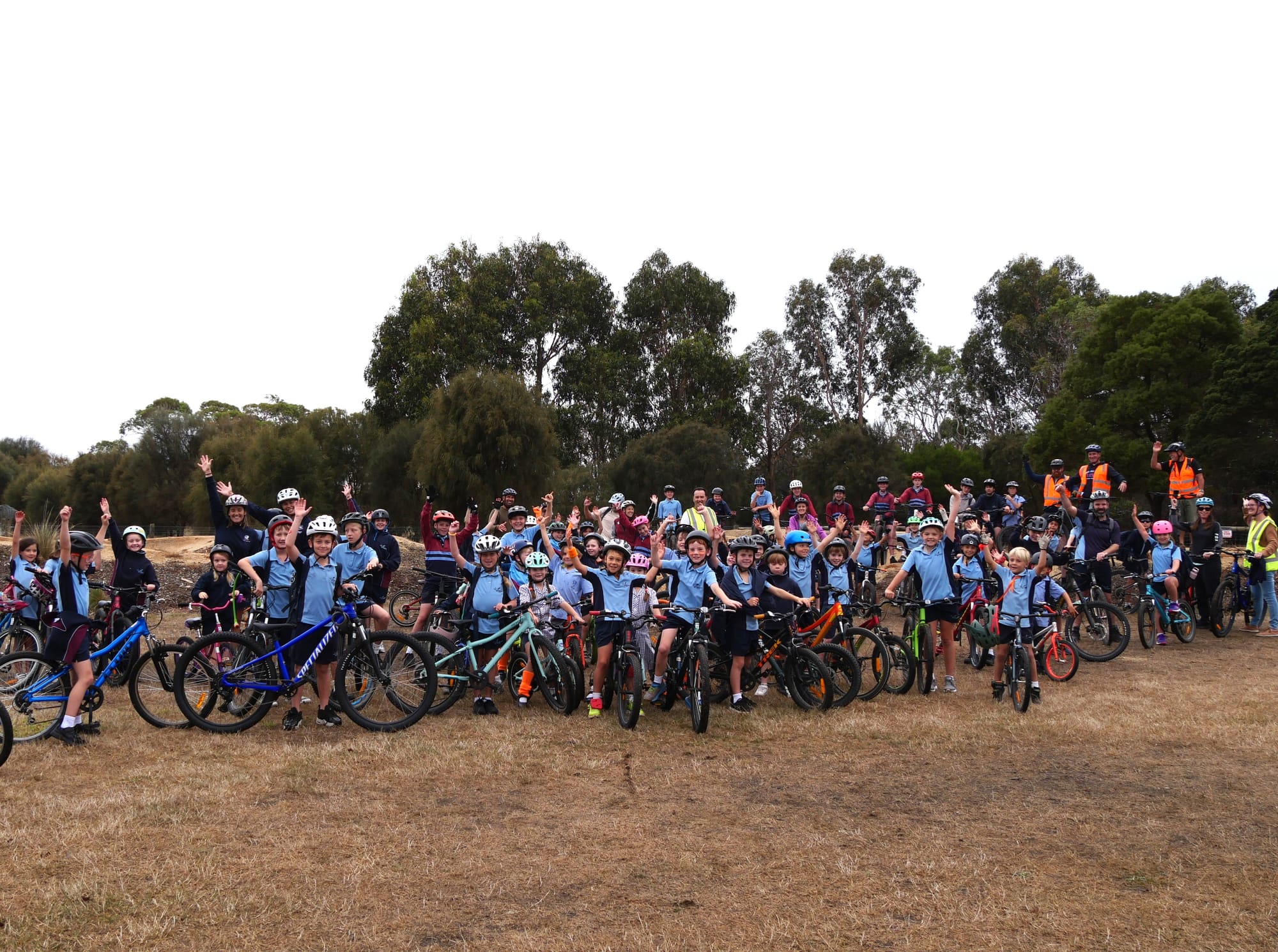 157 Newhaven College students and parents rode to school on Friday for the National Ride2School Day. Principal Tony Corr led the ride from Cape Woolamai.