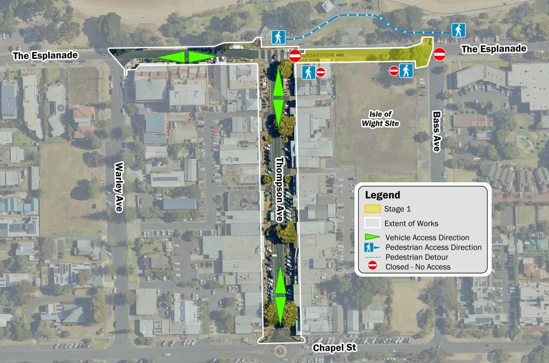 Road closures in Cowes as work gets underway on the Cowes Foreshore Precinct