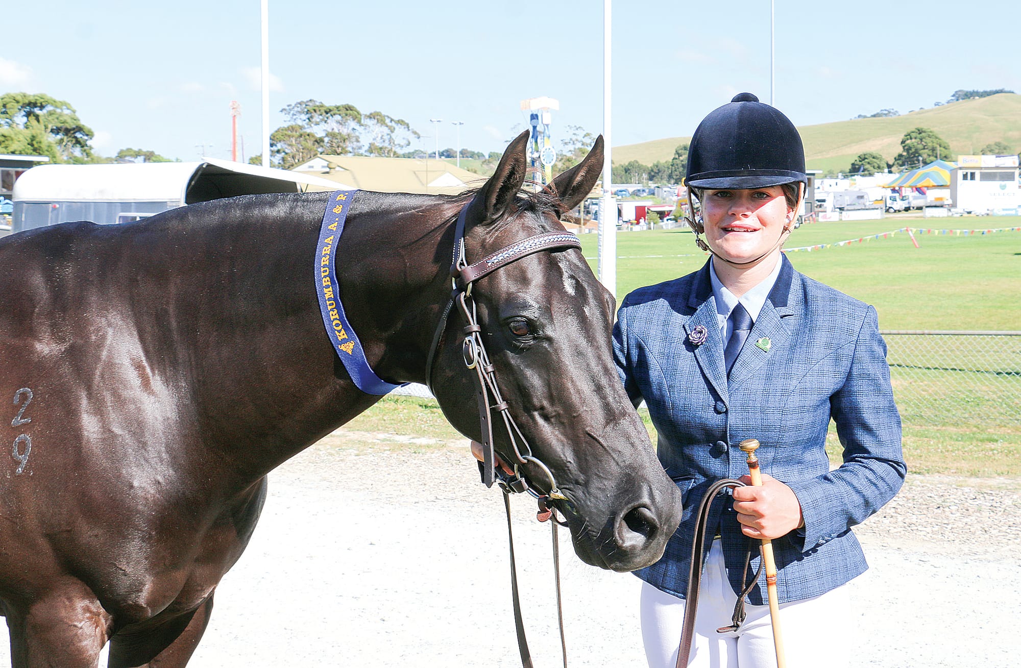 Lacey Oveerem and Otfordvalley Eclipse won Small Gelding Australian Stock Horse Under 15 Hands at the Korumburra Show.