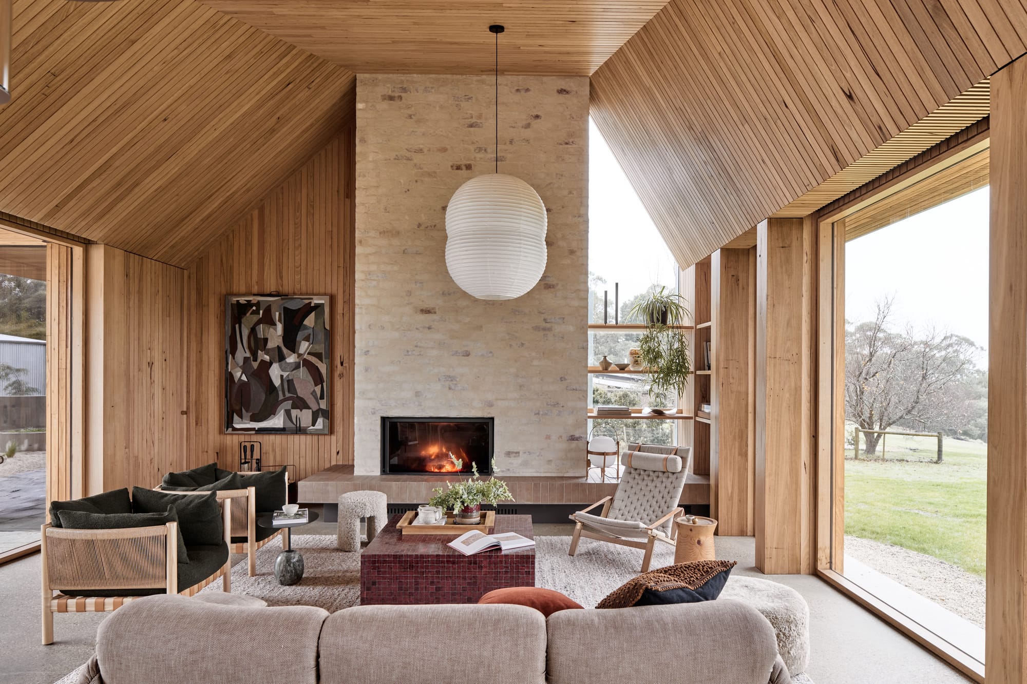 Fishharven in Fish Creek features a warm interior. Neil Architecture. Photo: Tom Blachford