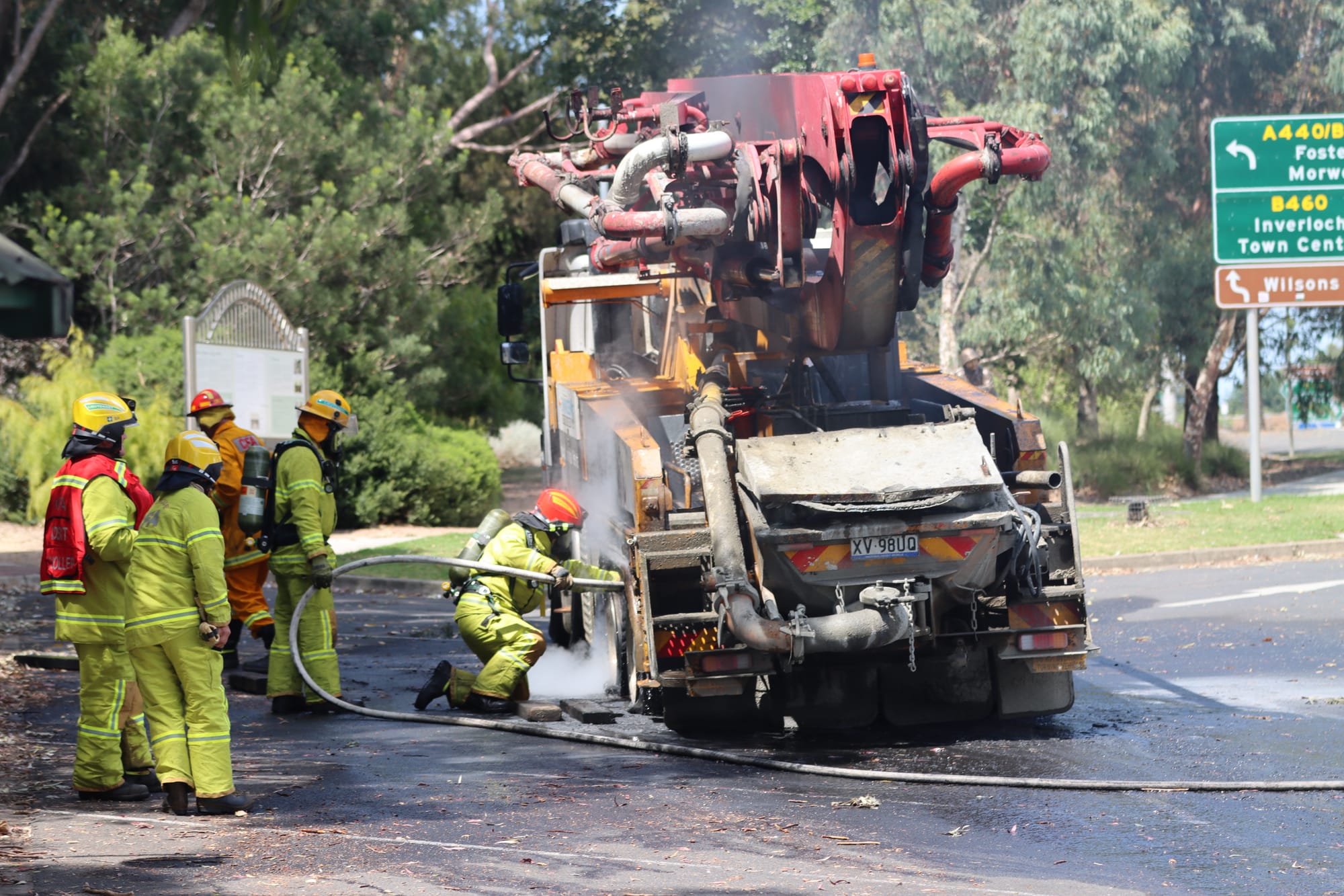 There was a lot of heat around the brake area of the concrete pumper truck.