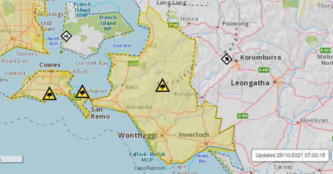 Damaging wind up to 110km/h in Bass Coast