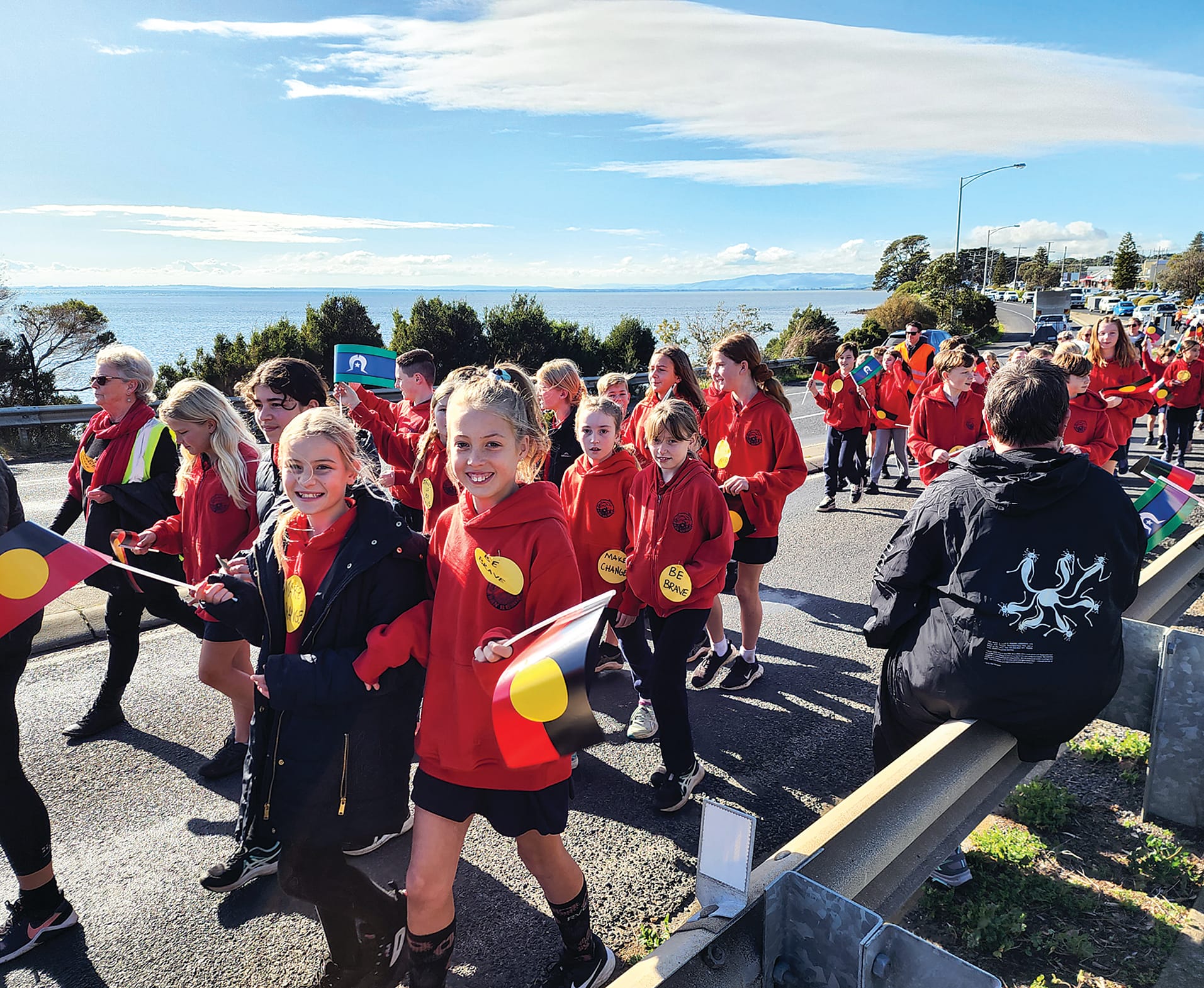 Students from across Bass Coast including San Remo Primary School participated in the Bridge Walk and events. C34_2922