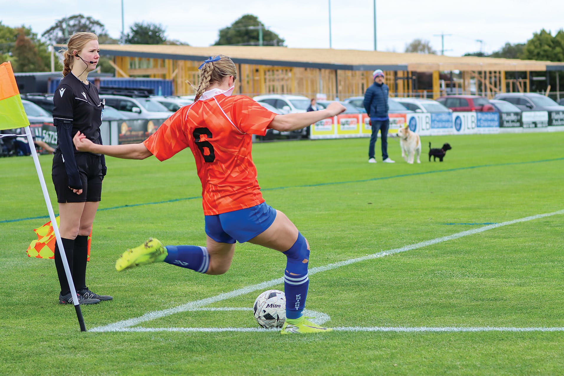 Dangerous Leongatha striker Lisse Bath takes a corner kick during the Senior Women’s Grand Final against Phillip Island. A68_3825