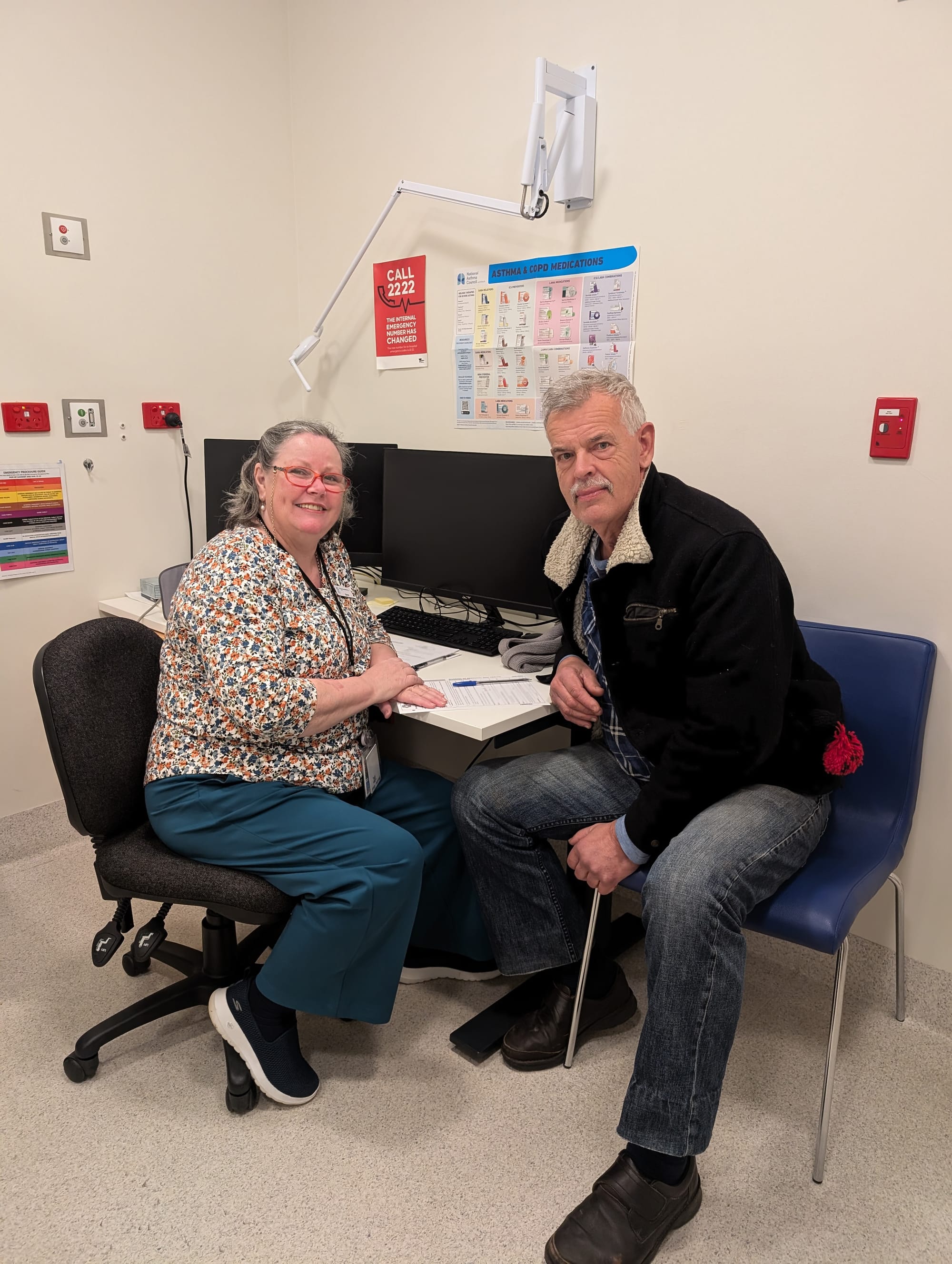 Karen Billman, Clinical Nurse Consultant, undertakes an admission appointment with patient Leonard Koninx, who has been referred to Bass Coast Health’s cardiac rehabilitation program. 