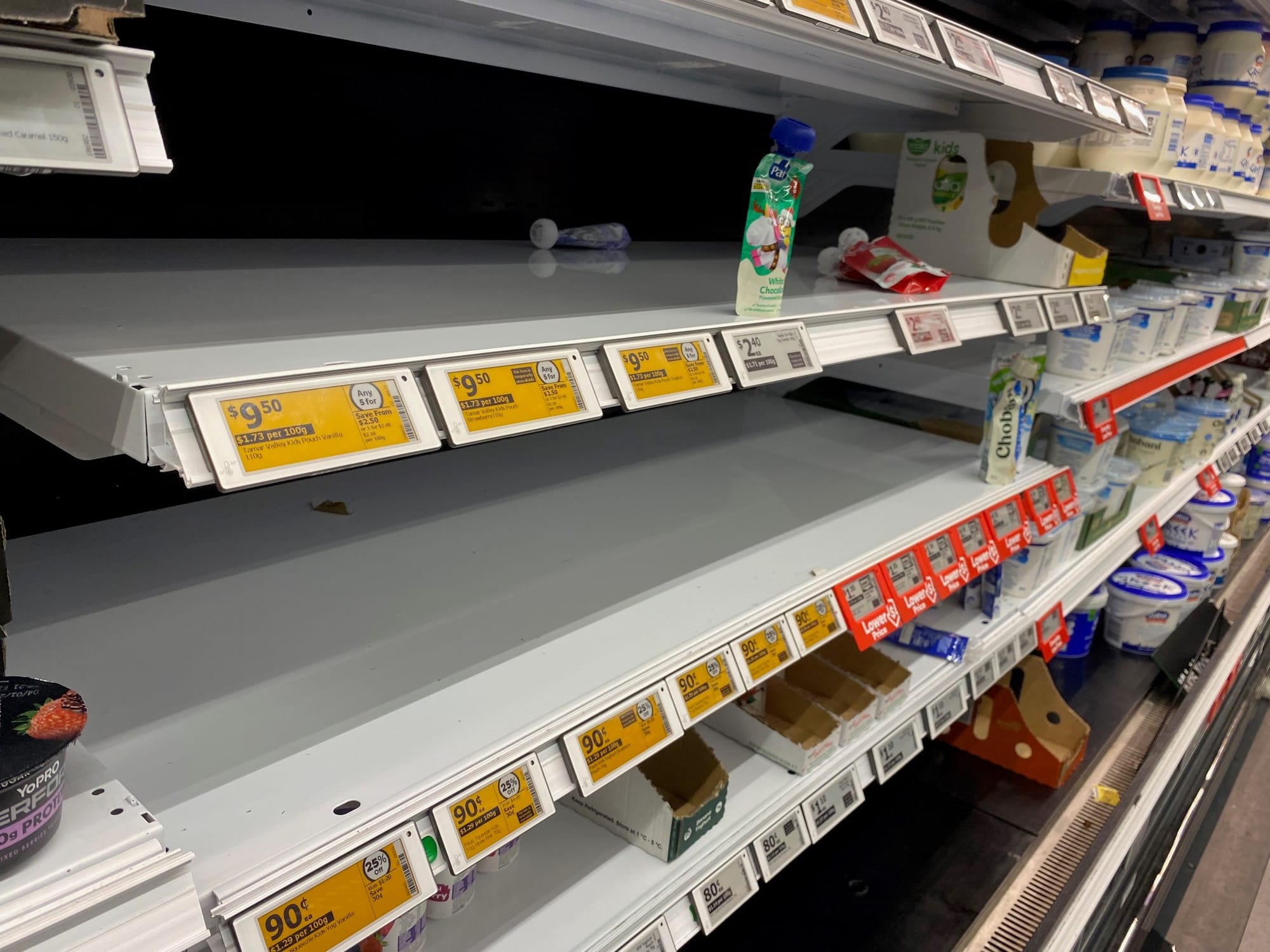 There were plenty of empty shelves at local Woolworths supermarkets as the strike at distribution centres stretched towards two weeks.