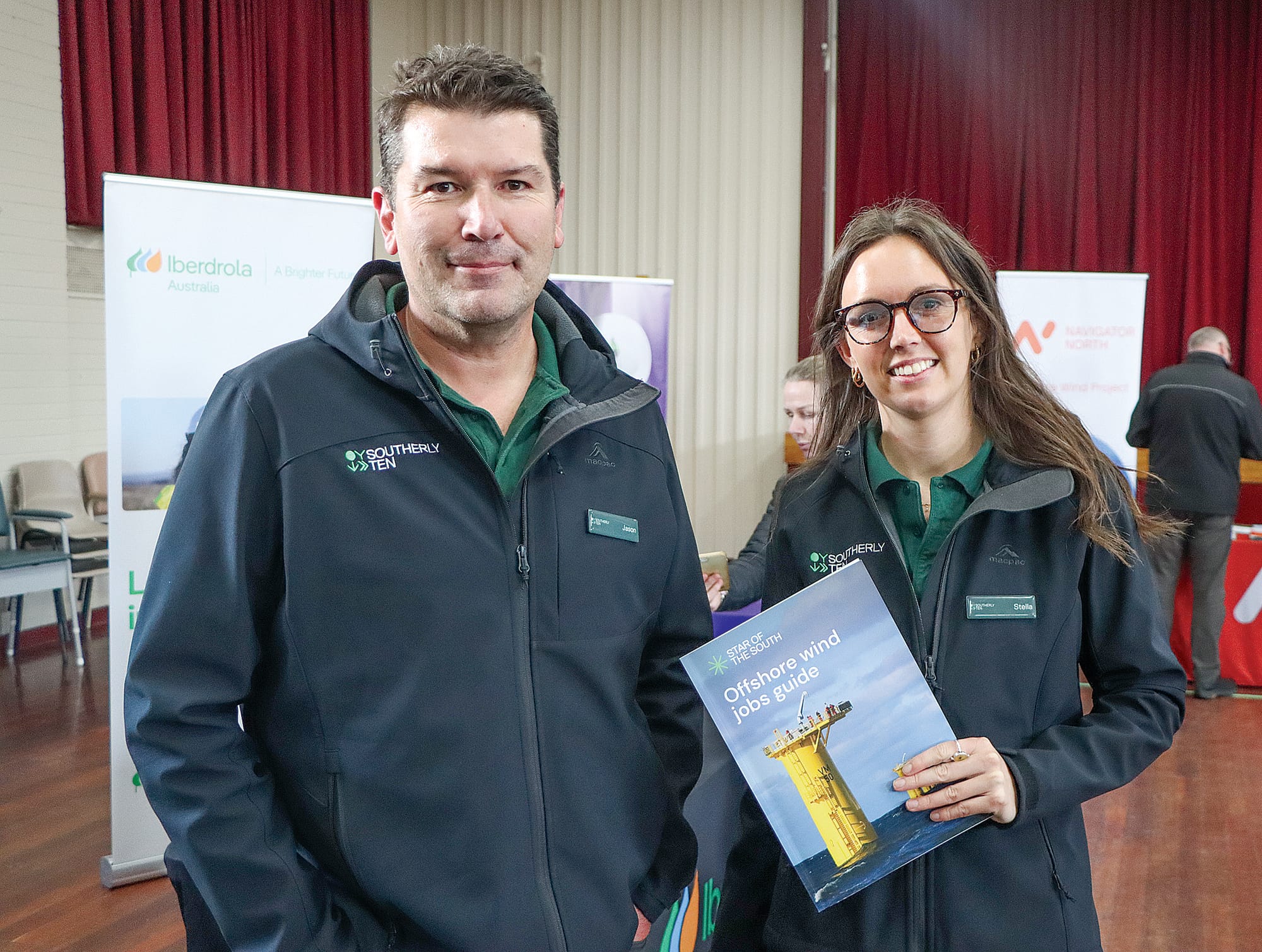 Jason Pickering and Stella Bodman of Southerly 10 welcomed those wanting to chat about the Star of the South project. A17_3025