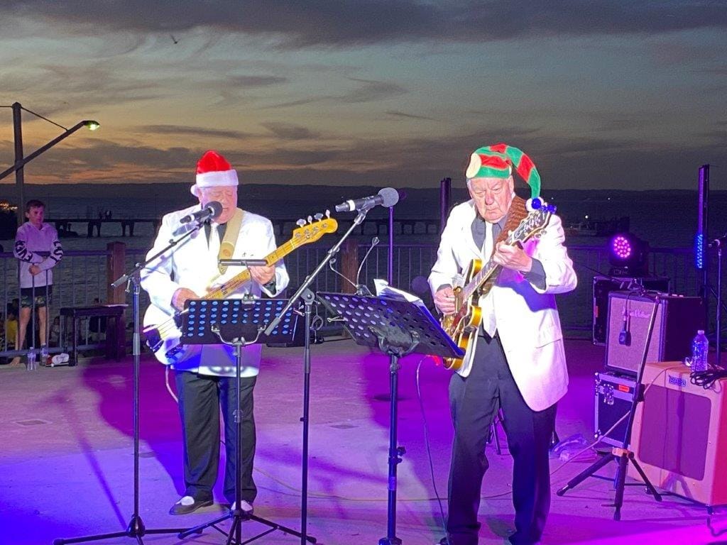 Members of 'Rock House' including John Obee and Rob Watson, also Steve Gusbers and Mike Foenander, at the Carols by the Bay in Cowes.