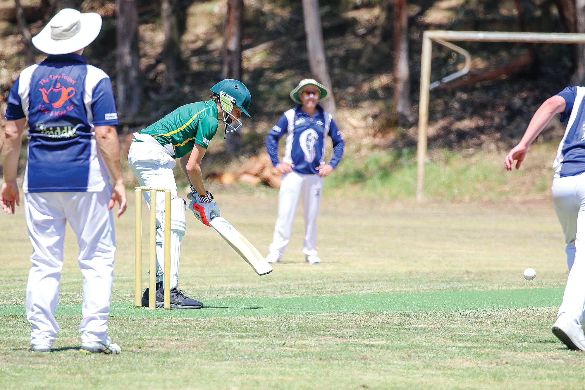 Mitchell Hogarth lines up the cherry in his first ball for the day. C41_0525