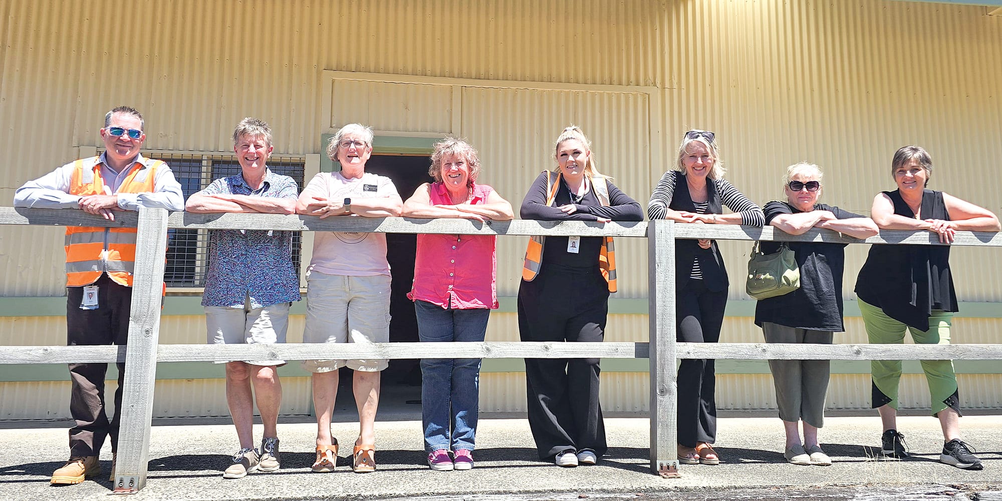 VicTrack and Korumburra Women’s Shed members celebrate the women taking possession of the keys to the former goods shed in the Korumburra railway precinct.