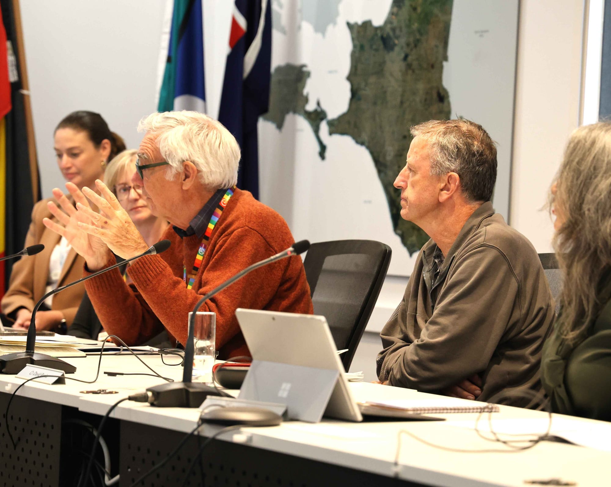 Councillors paid attention while Cr Michael Whelan made his parting address, but he has been accused of failing to respect his former deputy mayor, Cr Rochelle Halstead’s right to speak.