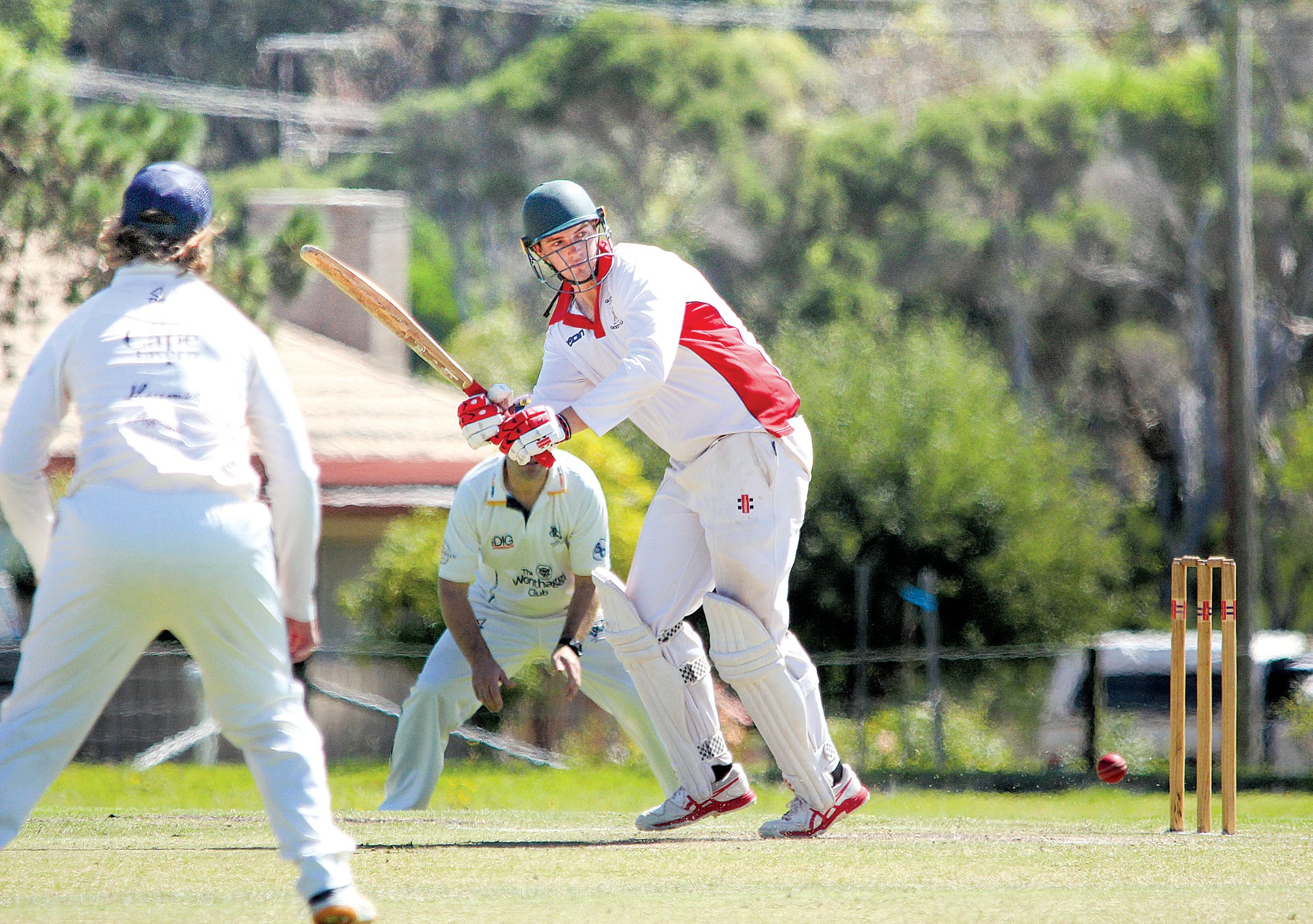Ben McRae flicks one to the leg side during his unbeaten half century against Wonthaggi. B08_1123