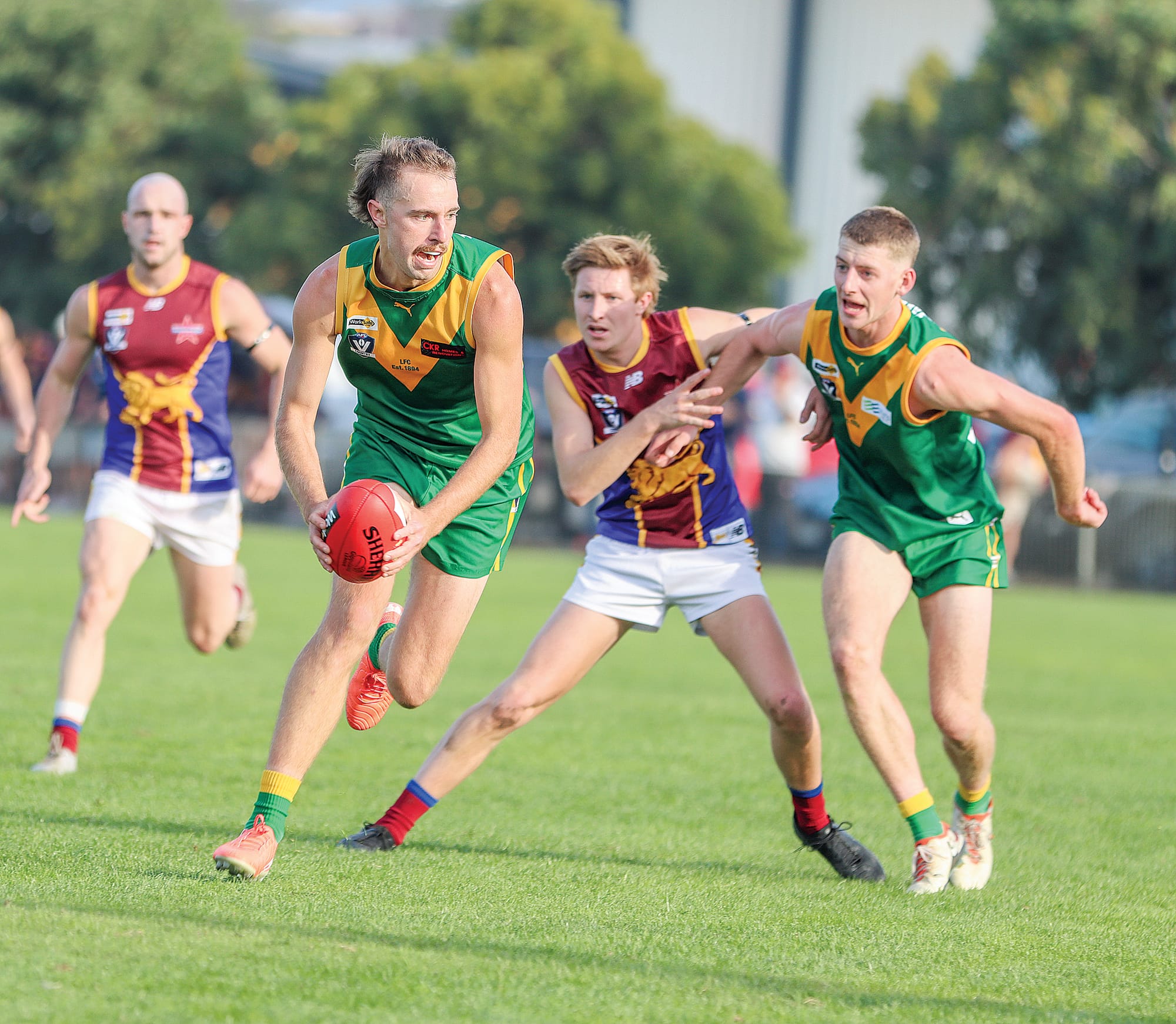 Jack Hume bursts clear for Leongatha. A36_1825