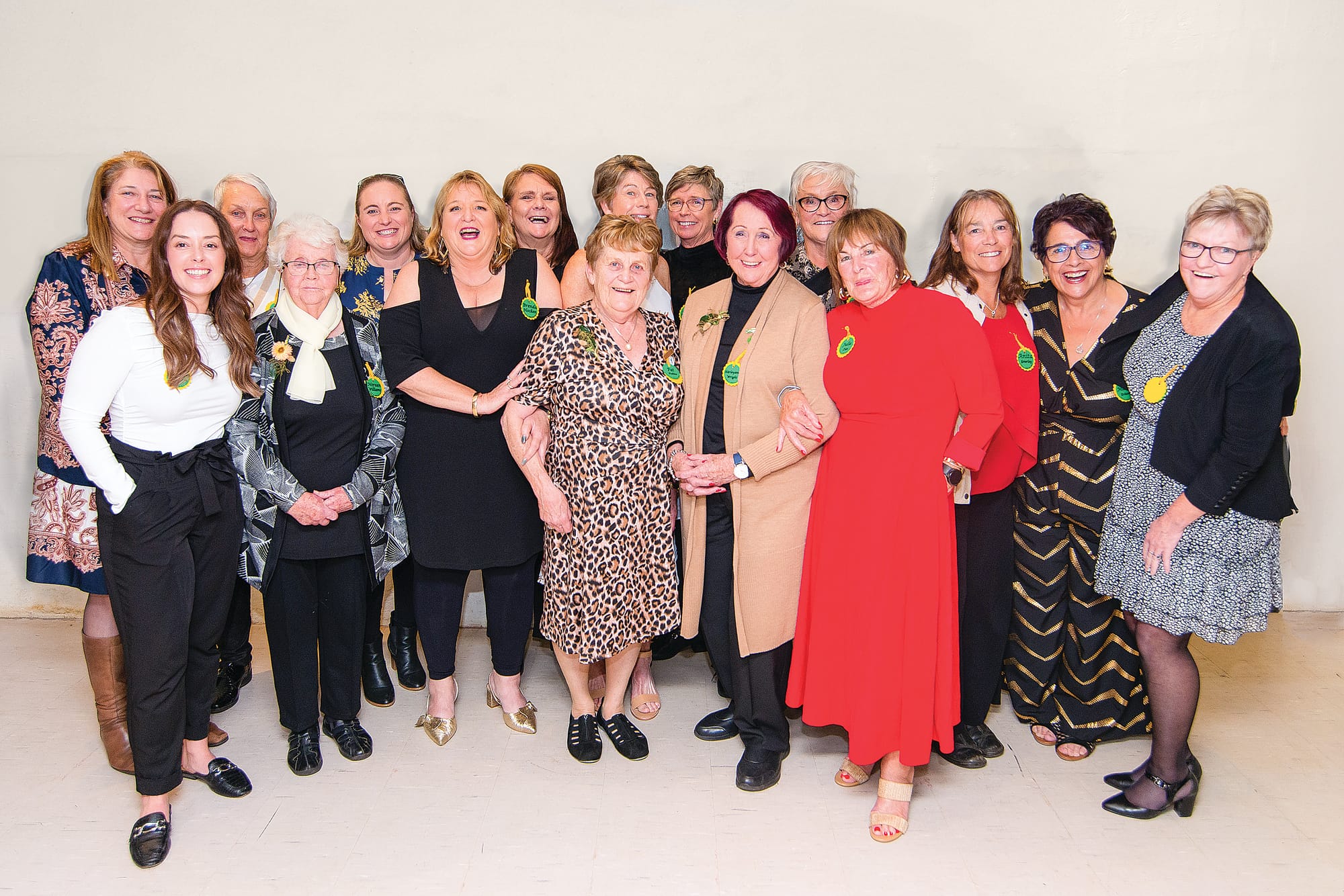 Sixteen presidents of LDNA (past and current): Back, from left, S. Ritchie, J. Geary, E. Smith, D. Bracecamp, P. Smith, A. Patterson, T. Berryman, A. Gourlay, M. Evison, and J. Grant. Front, A. Dunlevie, N. Williams, B. Hocken, P. Kuhne, S. Wright, and J. Zun.