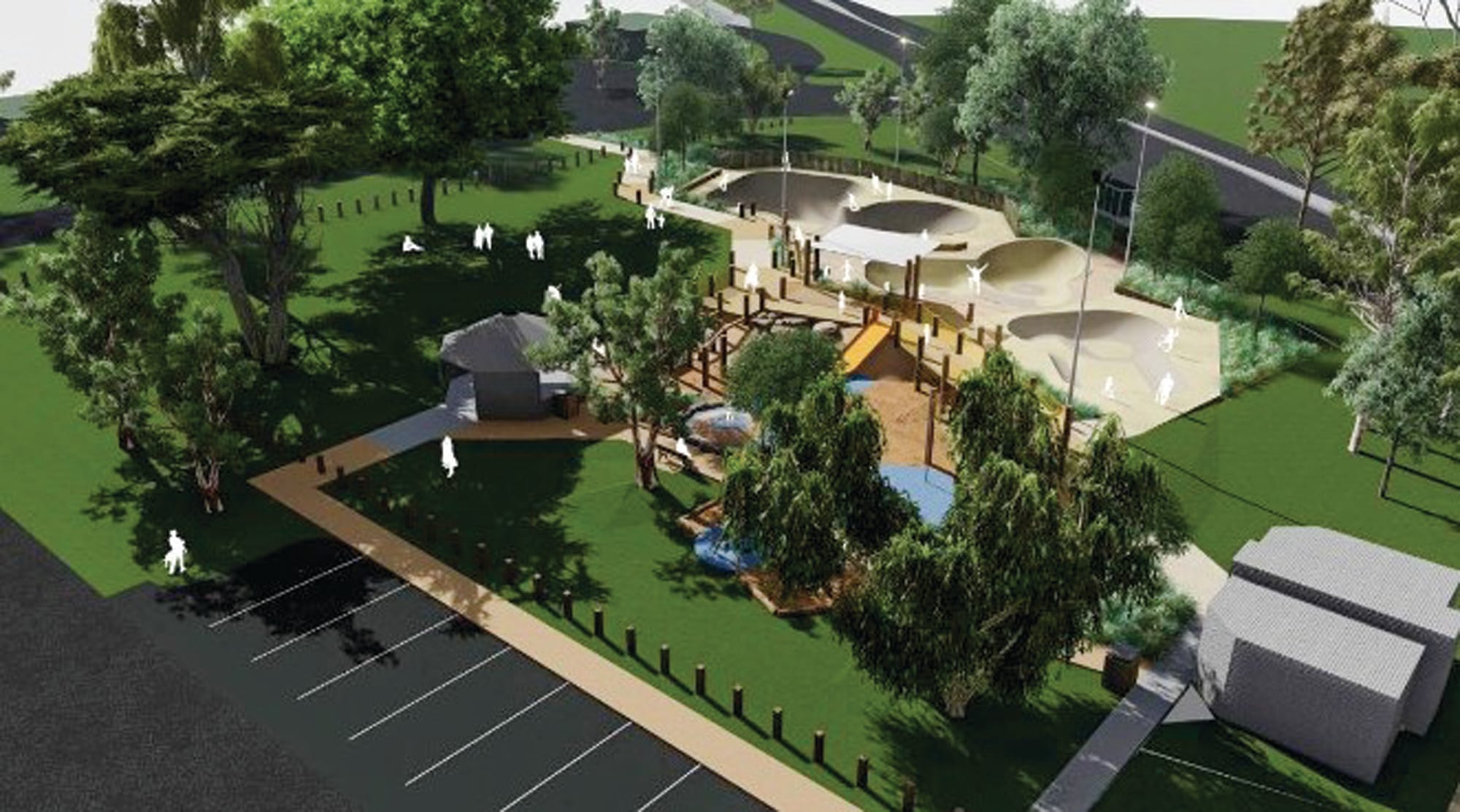 The artists impression of the site overview of the Grayden’s Reserve concept design 2020 had the community excited for what was to come. 