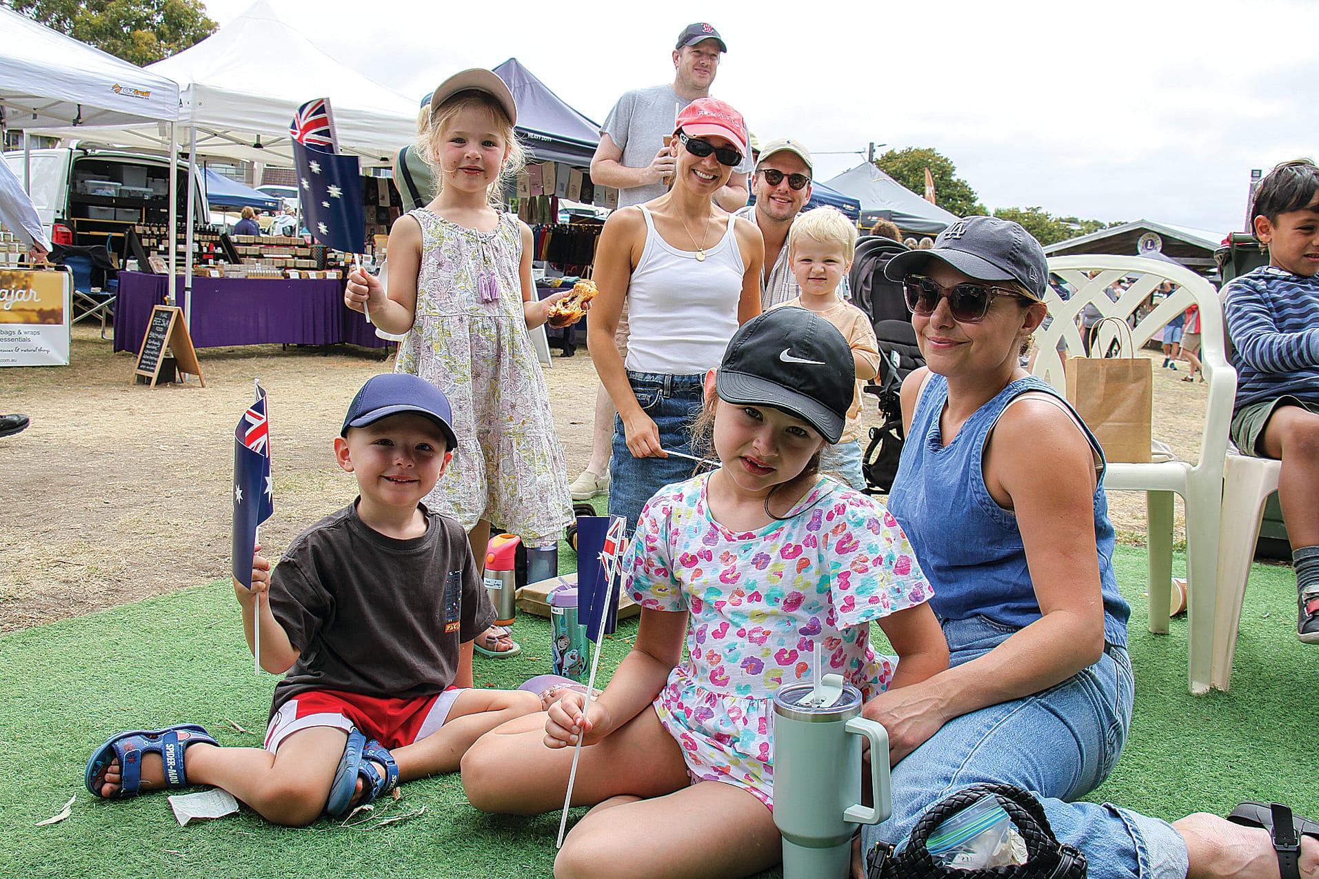 Perkins, Stafford and Goodman families enjoying Australia Day at The Glade. B21_0425