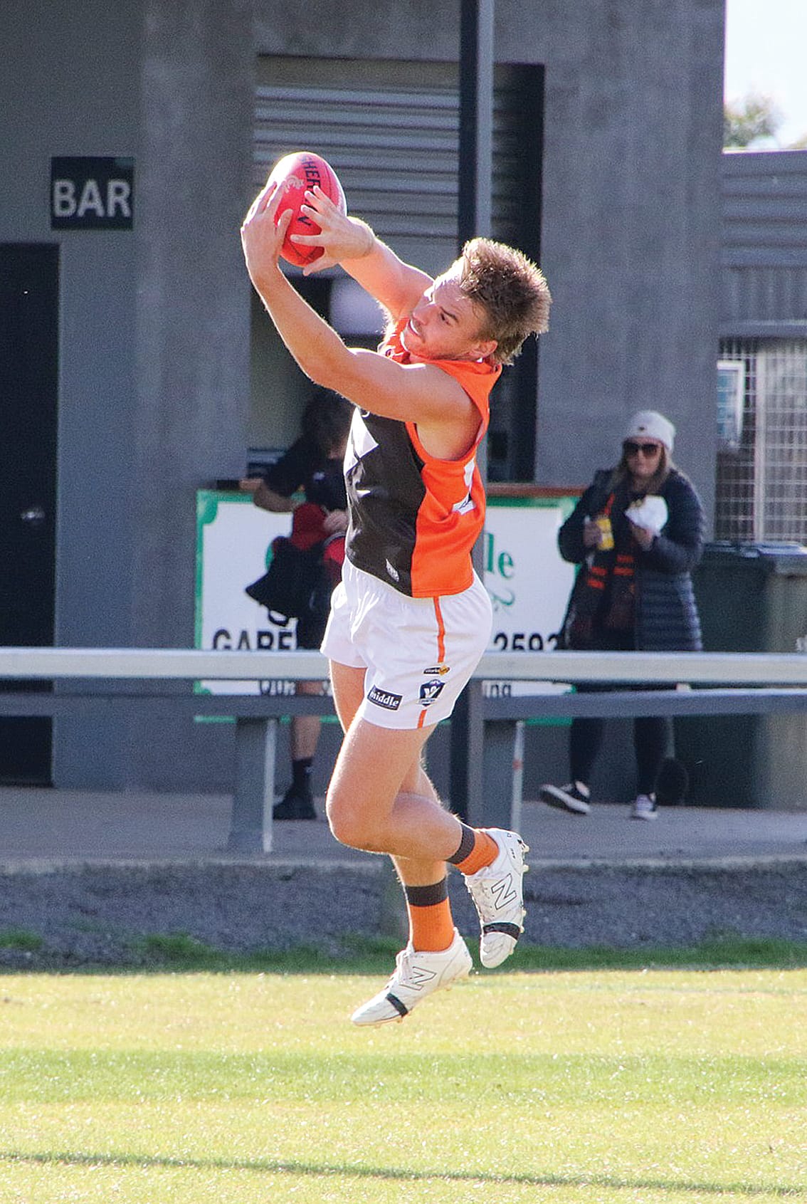 Korumburra open with the chance to take a clear mark. Photo: NSM Images.