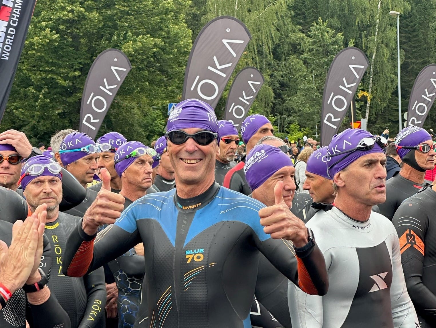 Inverloch’s Tom Gibson on the start line for his first Ironman 70.3 World Championship in Lahti Finland on Sunday this week, finishing a creditable 57 out of 160 competitors in his age group.