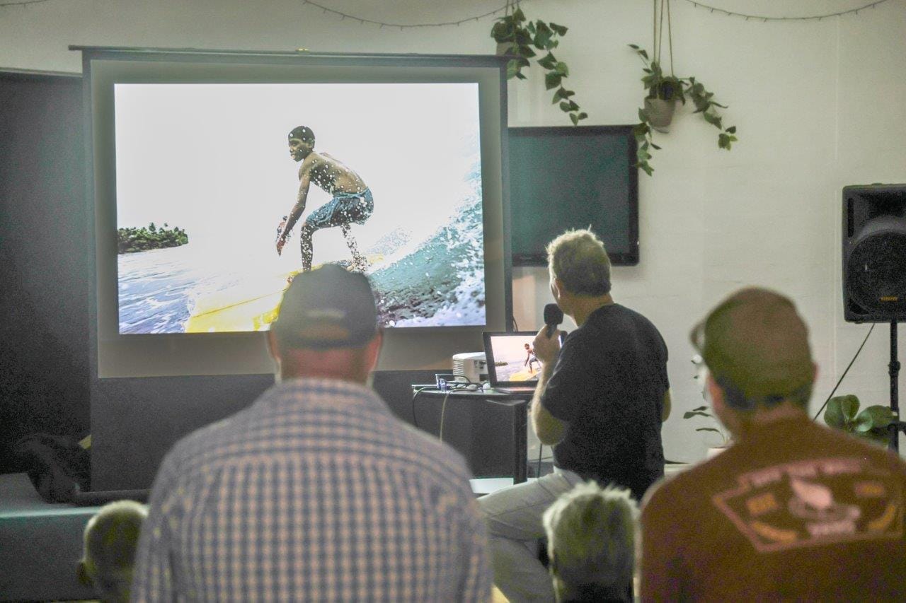 Surfing photographer Ted Grambeau staged a retrospective of his work for the Phillip Island Boardriders Club on Tuesday night.