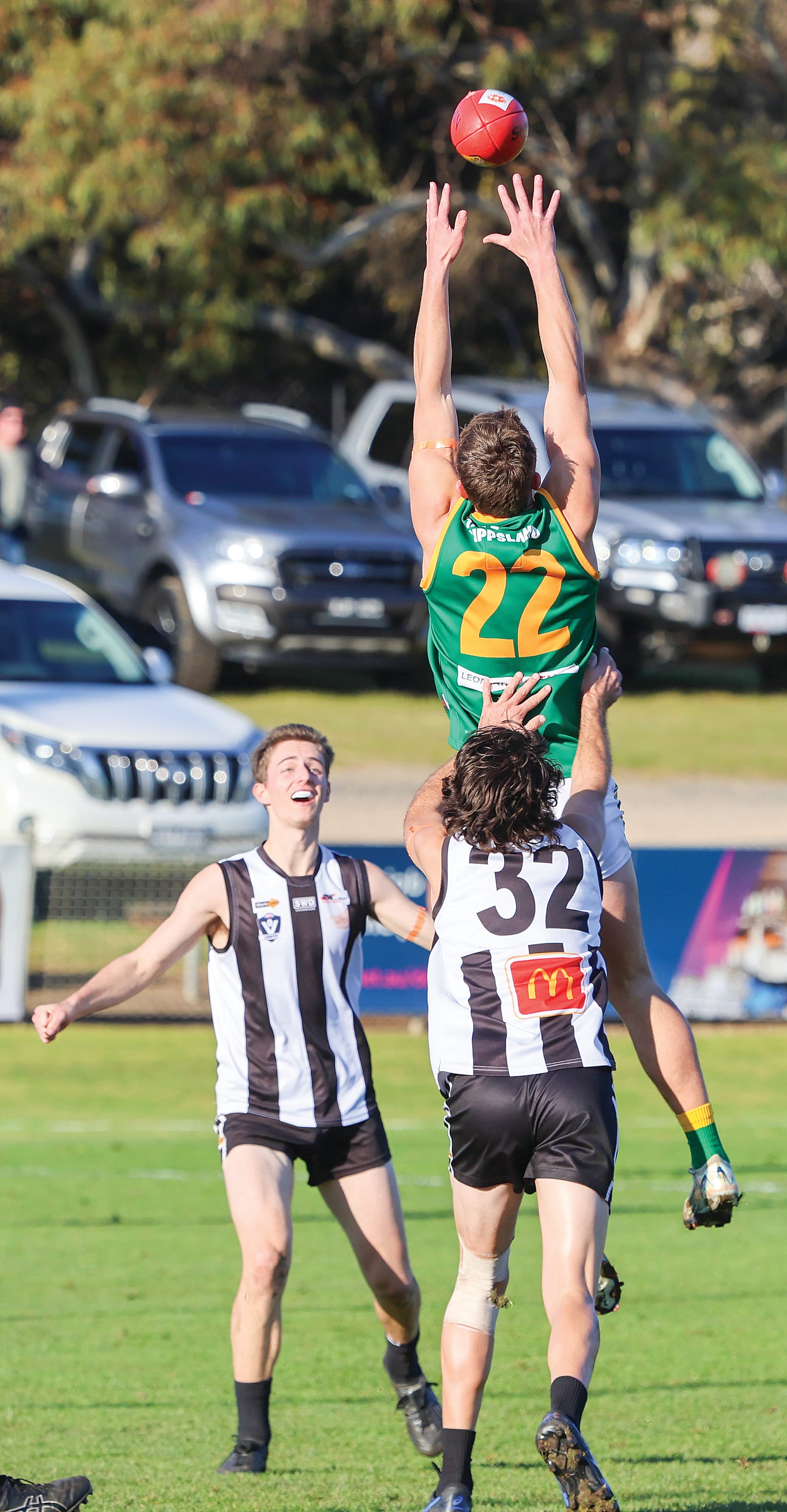 Patrick Ireland taking one of many marks in the forward 50 for Leongatha in an unstoppable display on Saturday.