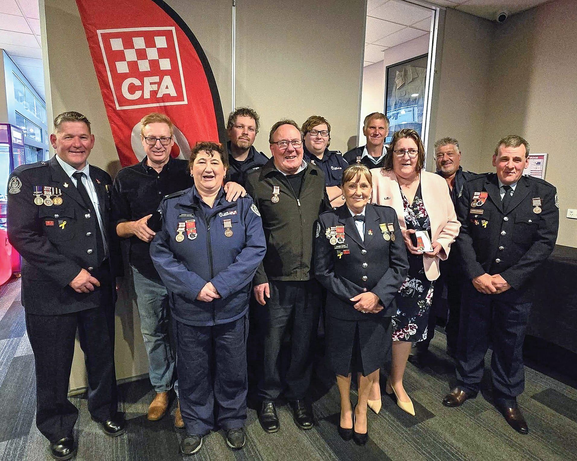National Medals and life memberships were presented to outstanding members of the Mirboo North CFA. Photo: Mirboo North CFA.