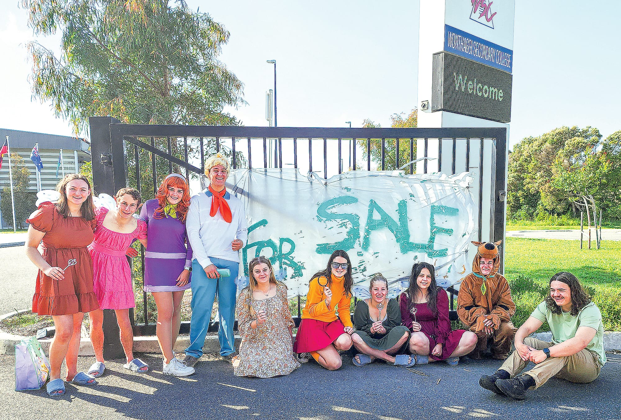 Wonthaggi Campus was for sale on Thursday as Sarah, Leit, Tullee, Josh, Charli, Jess, Tamika, Paige, Alaska and Michael took to the gates for the first photos.
