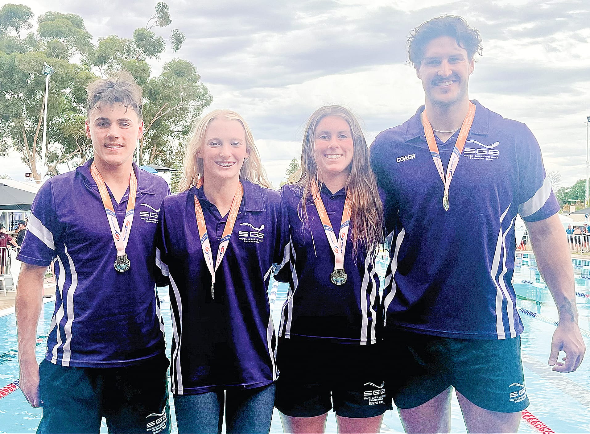 The silver medal winning open medley team of Zac, Rahni, Claudia and Caidan.