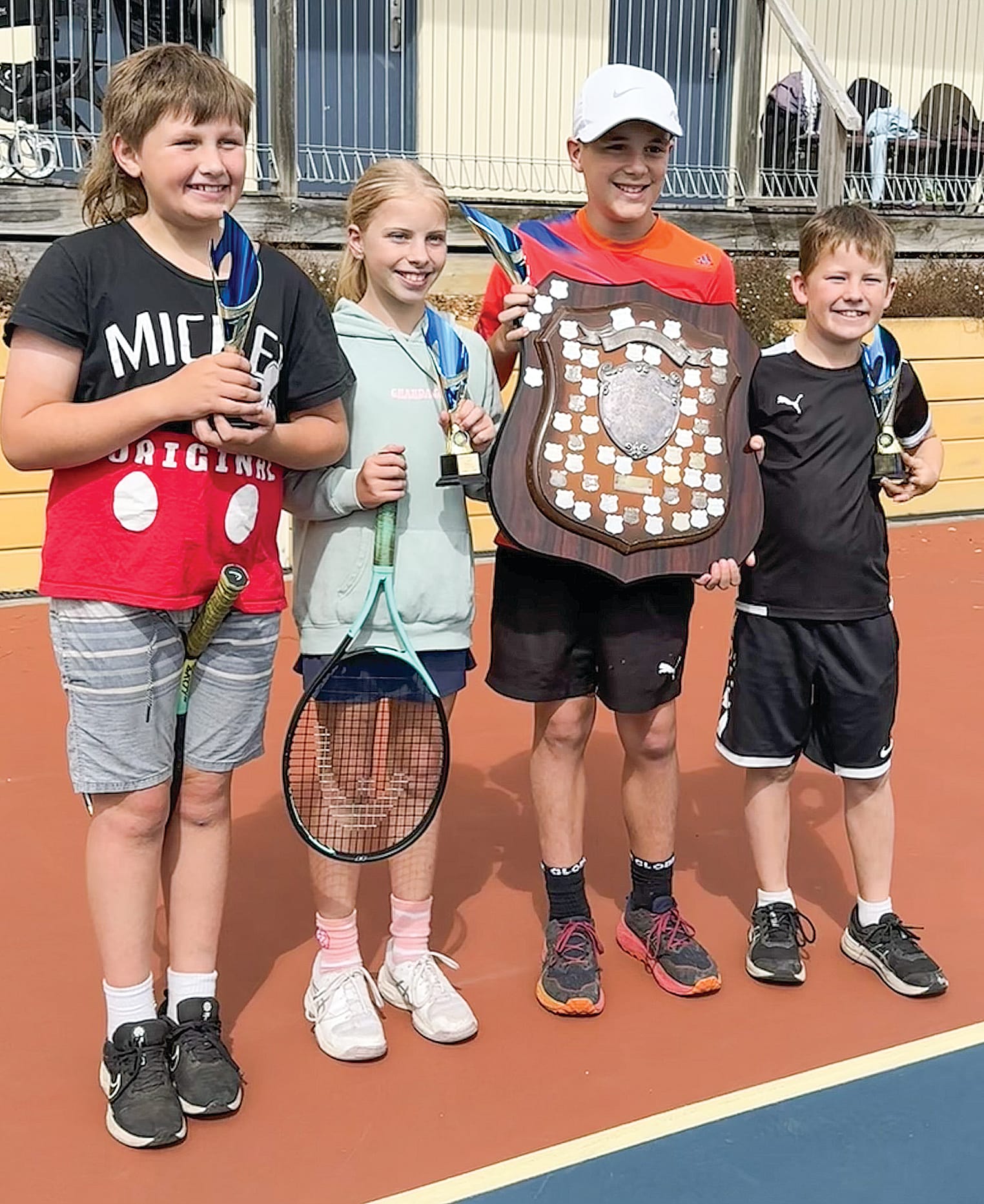 C premiers Jack Evans, Charlotte Roberts, Max Massaro and Charlie McCarthy.