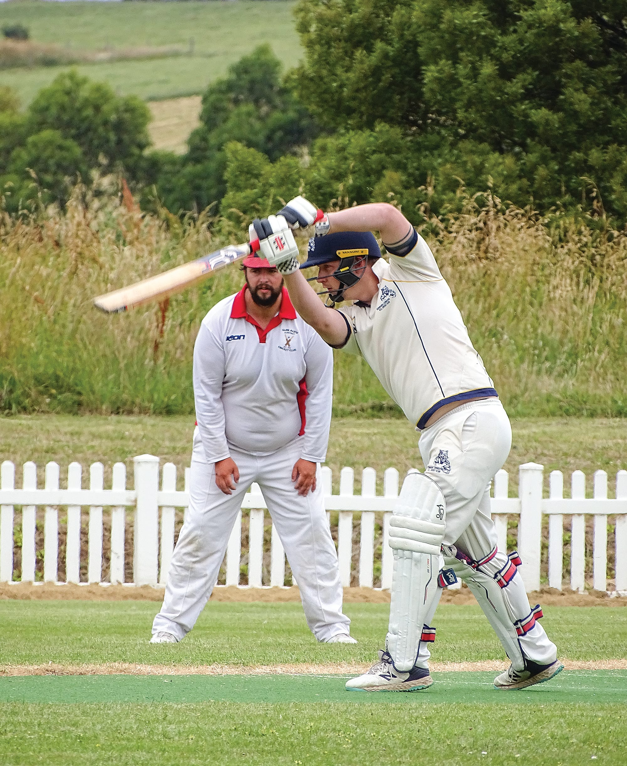 Adam Drury drives for Koonwarra Leongatha RSL in its B2 match against Glen Alvie, the vice captain making 17.