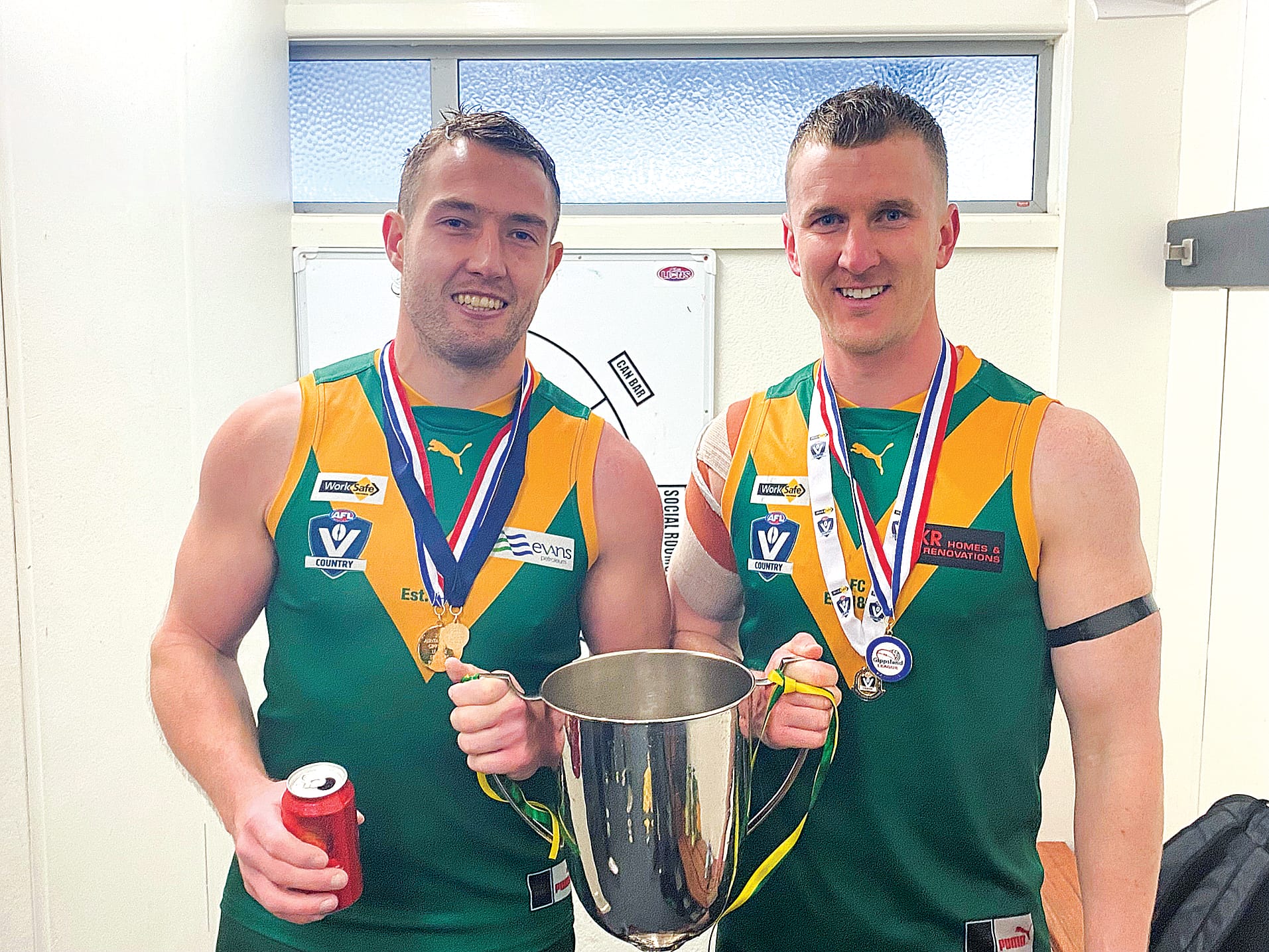 Named the best players in the grand final, Tom Marriott (left) got the umpires’ vote and Cade Maskell won the Stan Aitken Medal awarded by TRFM.