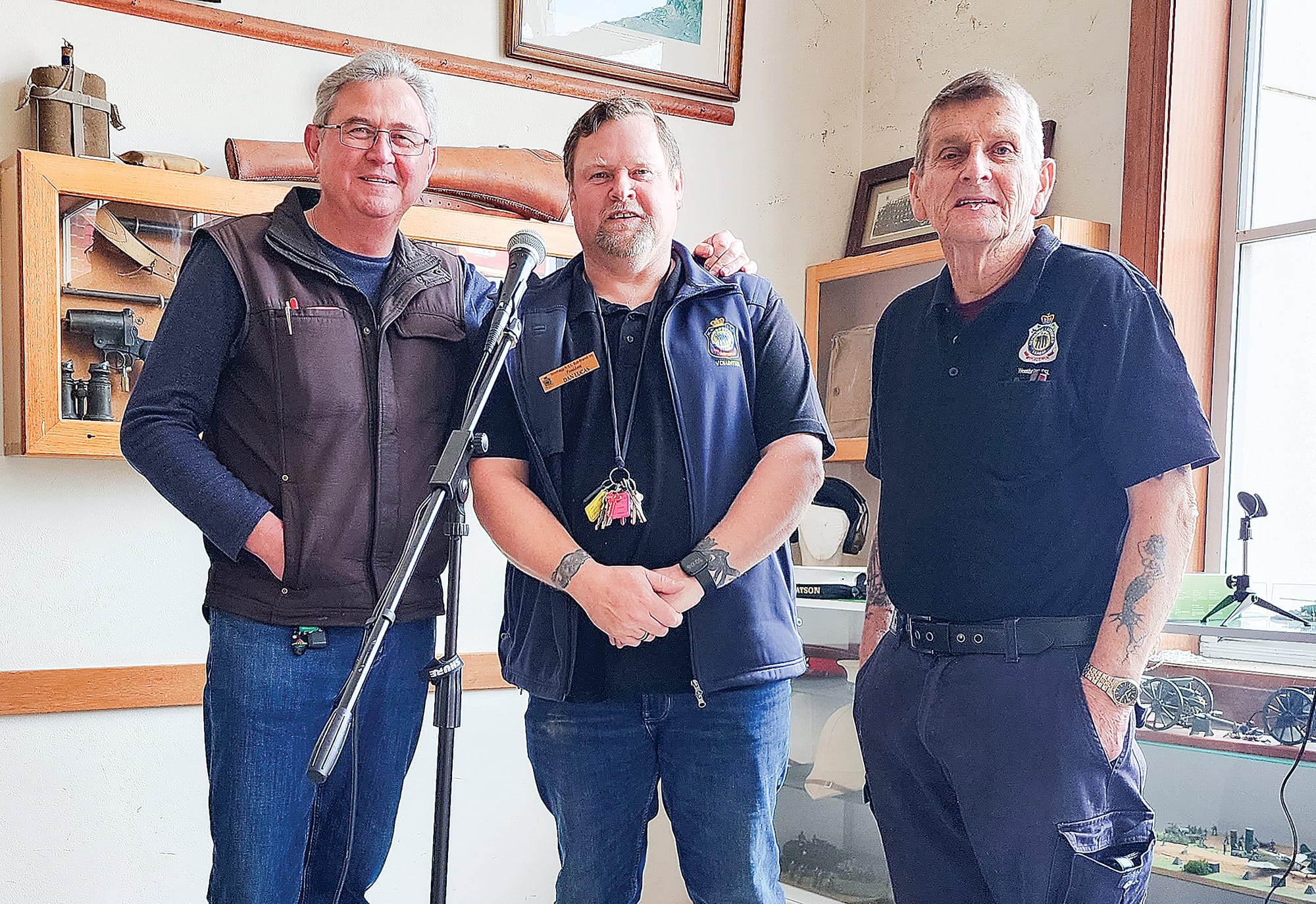 Wonthaggi RSL Secretary Bert Orr, President Dan Lucas and veteran Wayne Fuller stand proudly behind the new PA system. C11_3723
