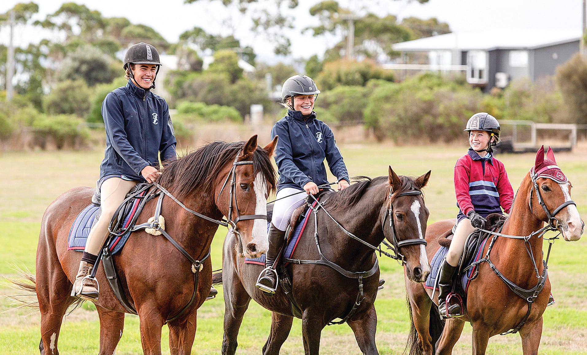 Newhaven College’s Equestrian Team has achieved National recognition. Gabe Smith, Ella Berry and Olivia Curtain.