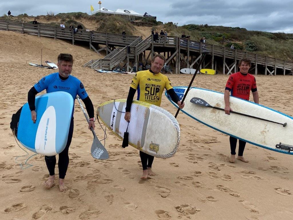 Heading out for their event in the Australian SUP Titles at Woolamai this week were Drew, Chris and Johnny.