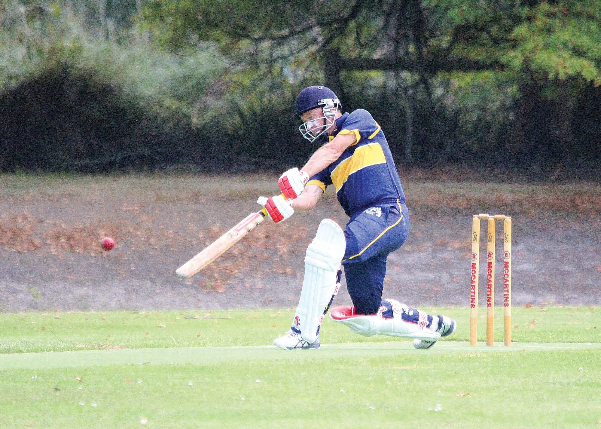 Koonwarra skipper James Rushton blasts one to the boundary. B05_1223