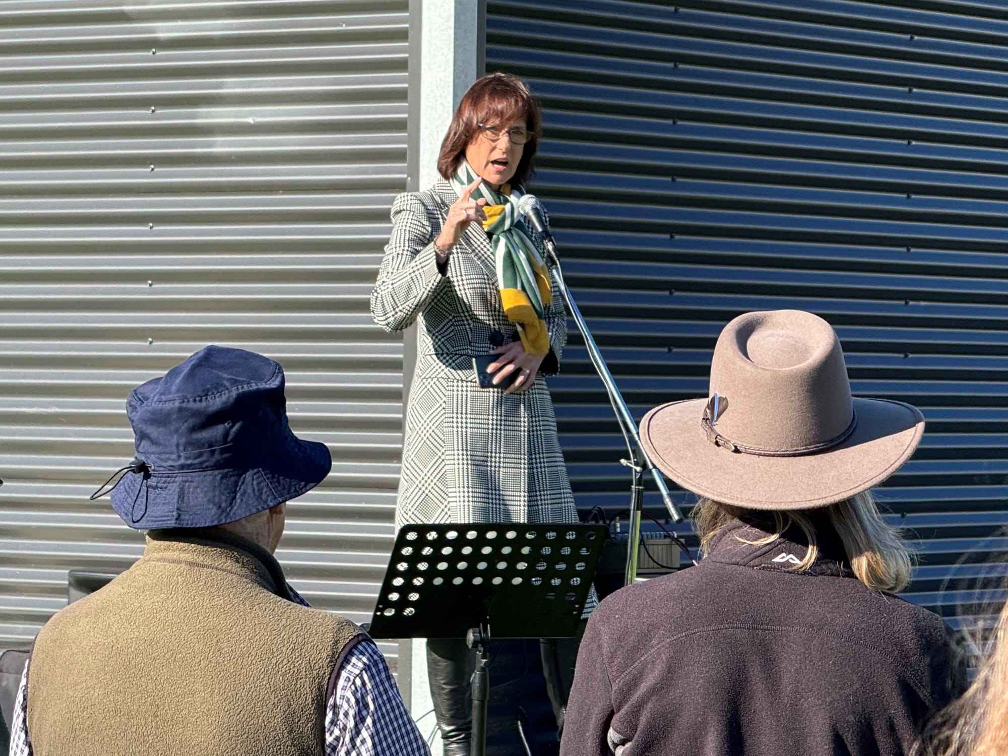 Nationals' Eastern Victorian MP Melina Bath speaking at the anti-Emergency Services Levy rally in Wonthaggi recently. Last Tuesday, she was speaking up for Bass Coast farmers in State Parliament.